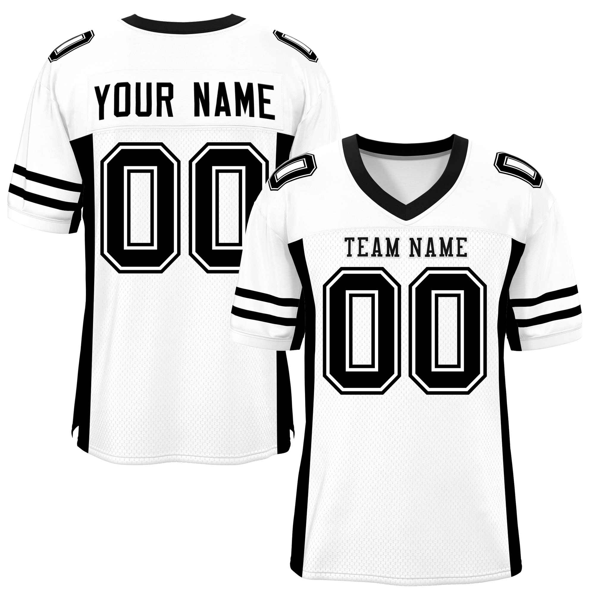 Custom White Black Insert Color Design Mesh American Football Jersey | KXKSHOP