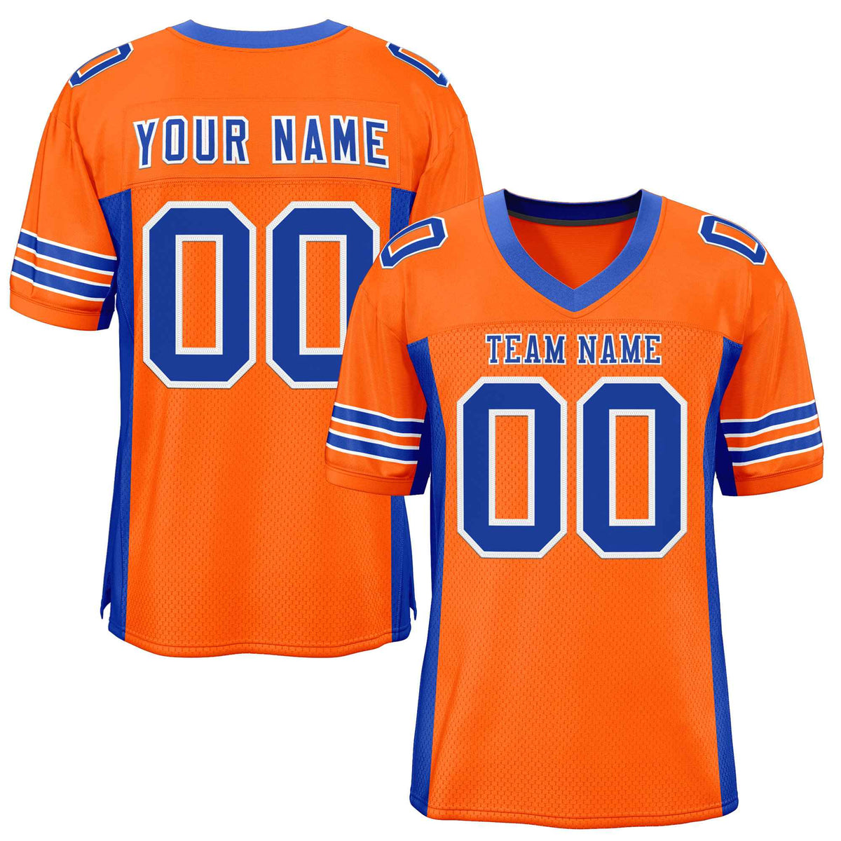 Custom Orange Royal Insert Color Design Mesh American Football Jersey | KXKSHOP