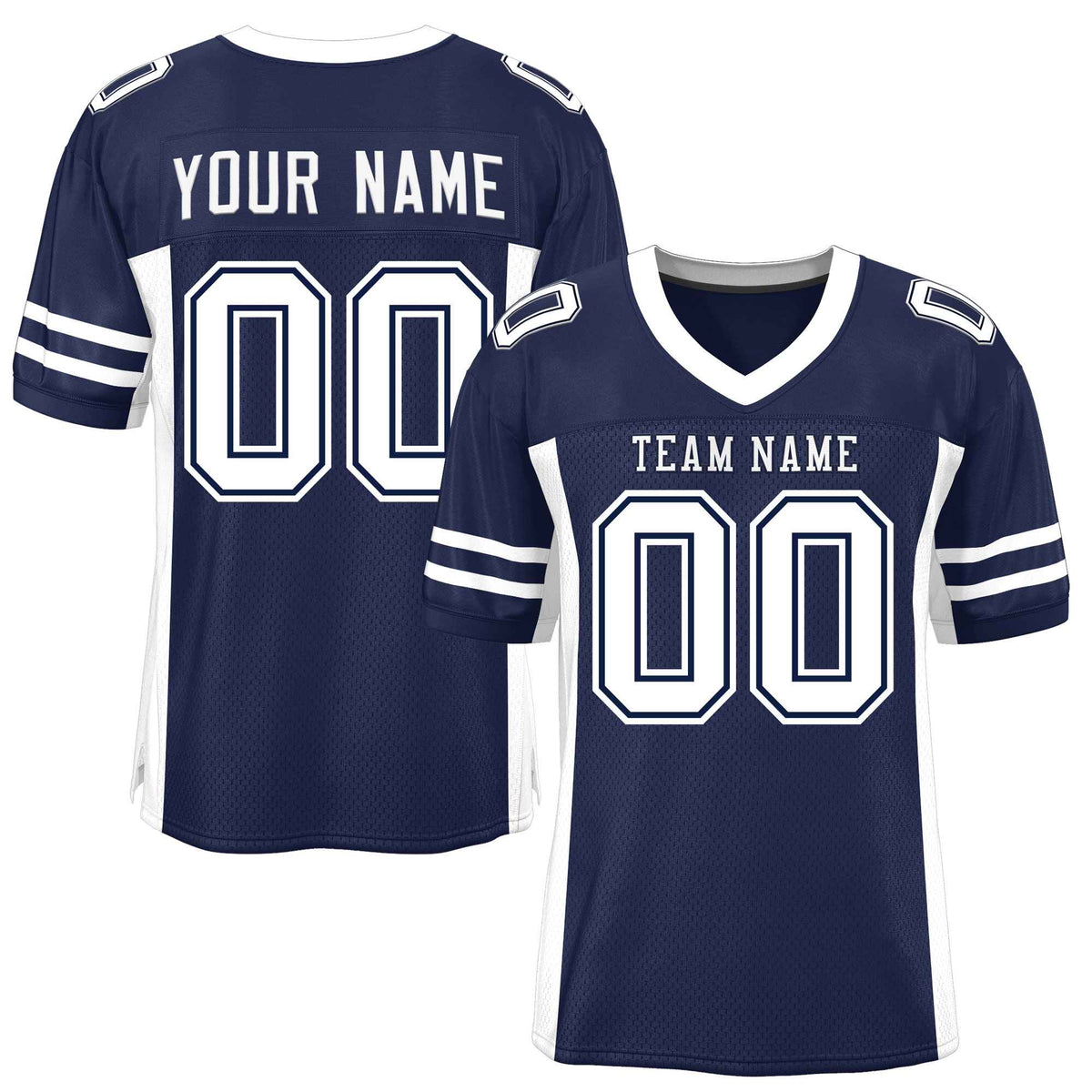 Custom Navy White Insert Color Design Mesh American Football Jersey | KXKSHOP