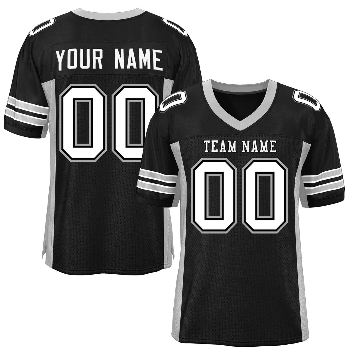 Custom Black Light Gray Insert Color Design Mesh American Football Jersey | KXKSHOP