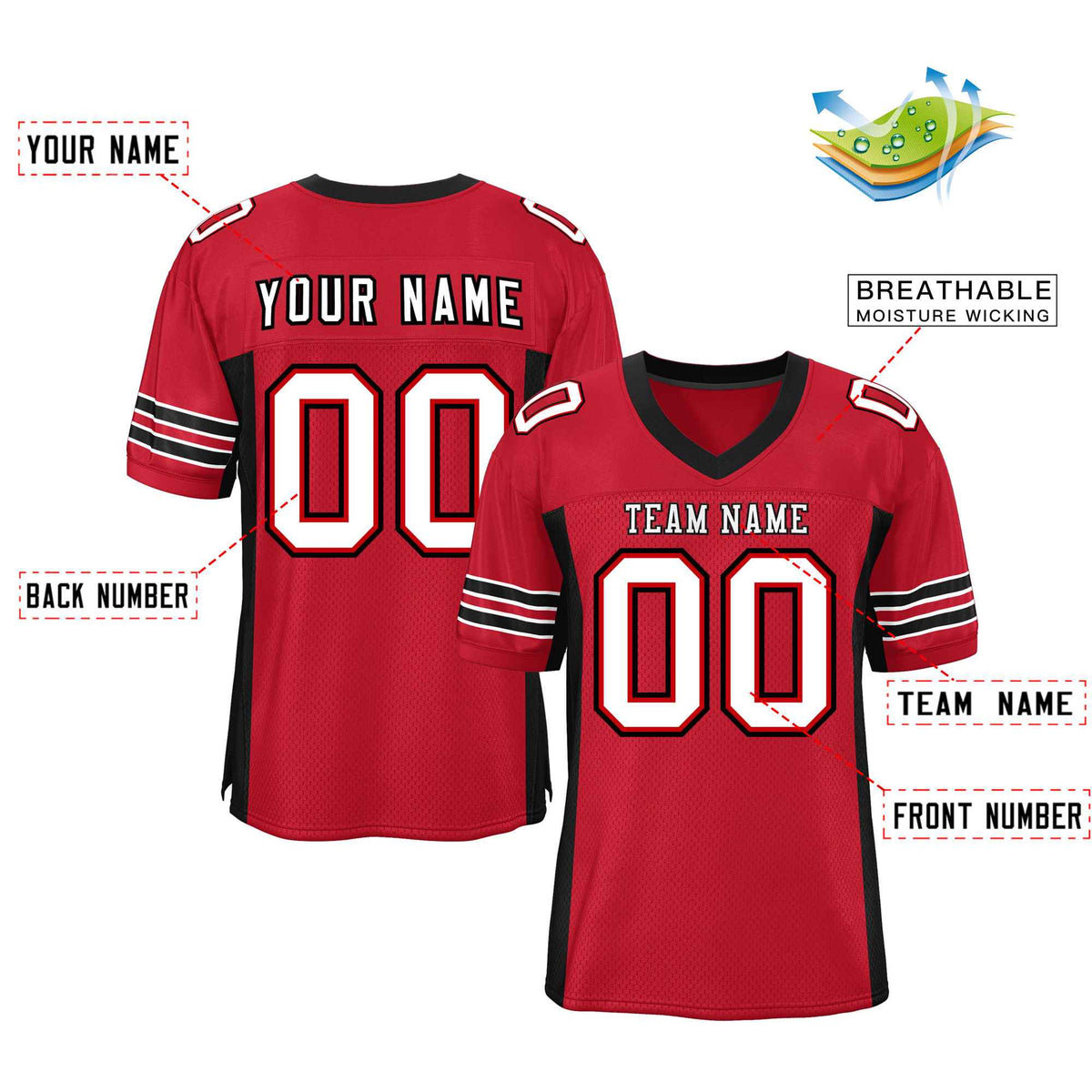 Custom Red Navy-White Classic Style Mesh American Football Jersey | KXKSHOP