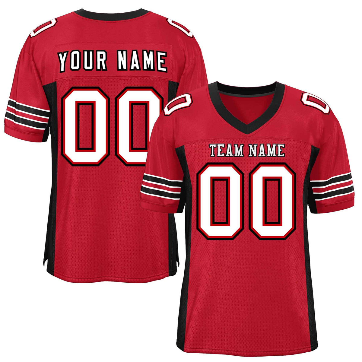 Custom Red Black Insert Color Design Mesh American Football Jersey | KXKSHOP