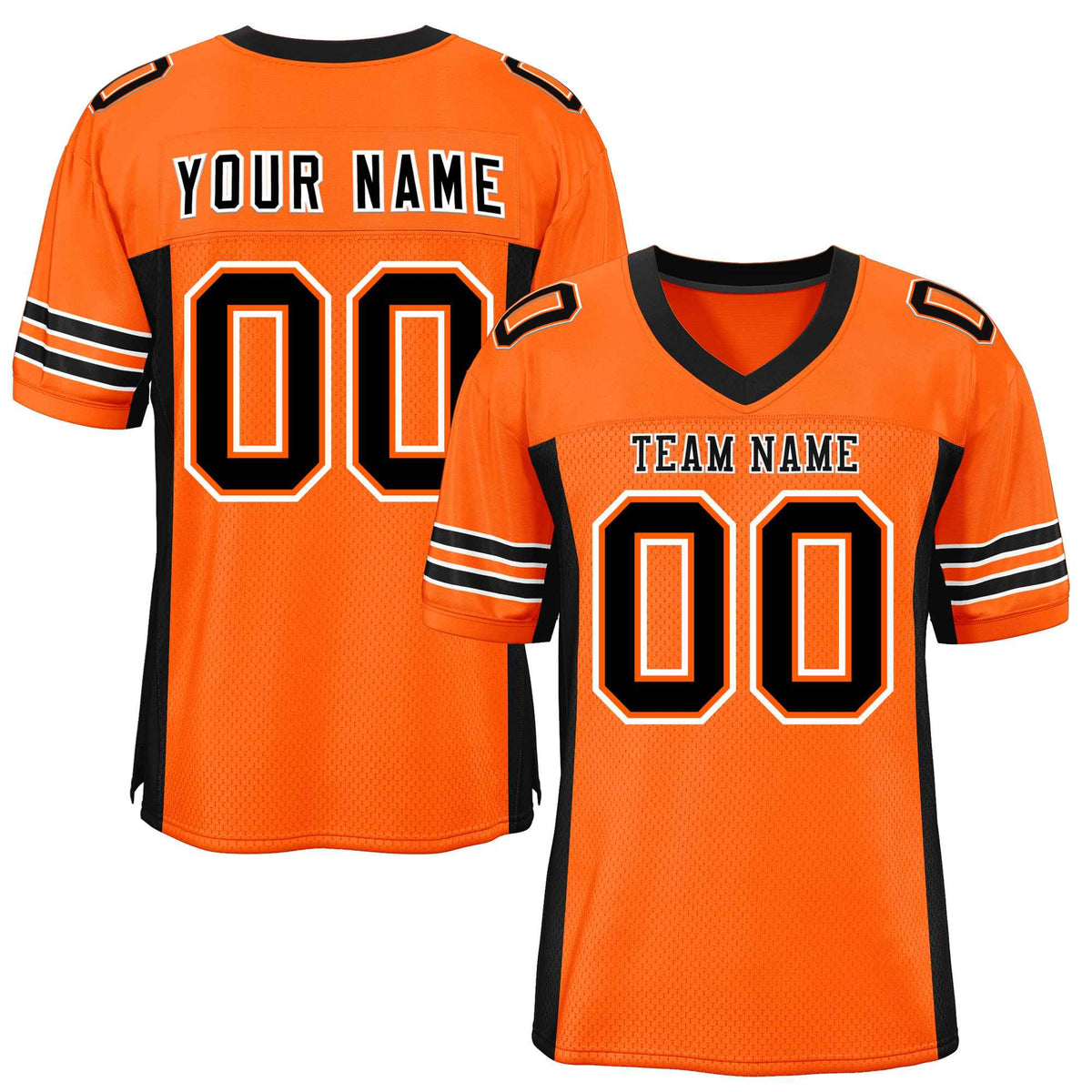 Custom Orange Black Insert Color Design Mesh American Football Jersey | KXKSHOP