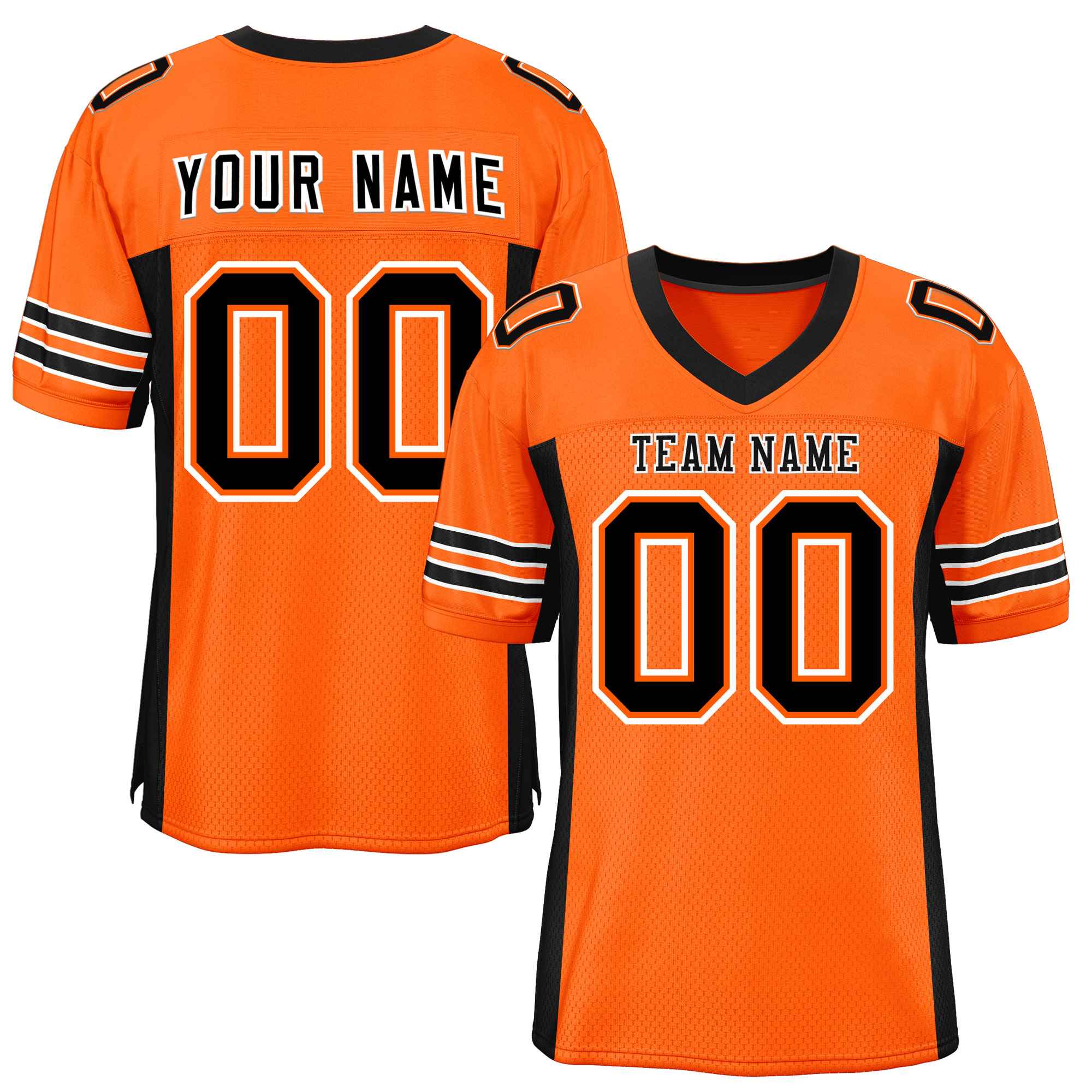 Custom Orange Black Insert Color Design Mesh American Football Jersey | KXKSHOP