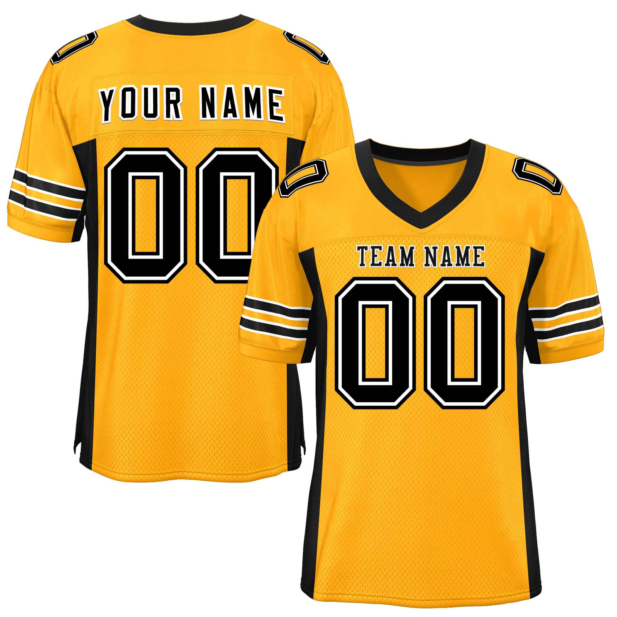 Custom Yellow Black Insert Color Design Mesh American Football Jersey | KXKSHOP