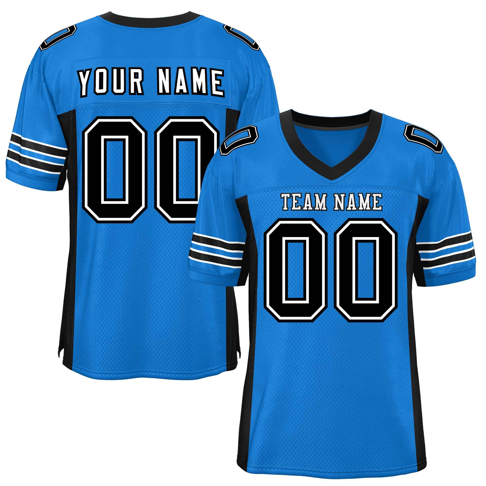 Custom Panther Blue Black Insert Color Design Mesh American Football Jersey | KXKSHOP