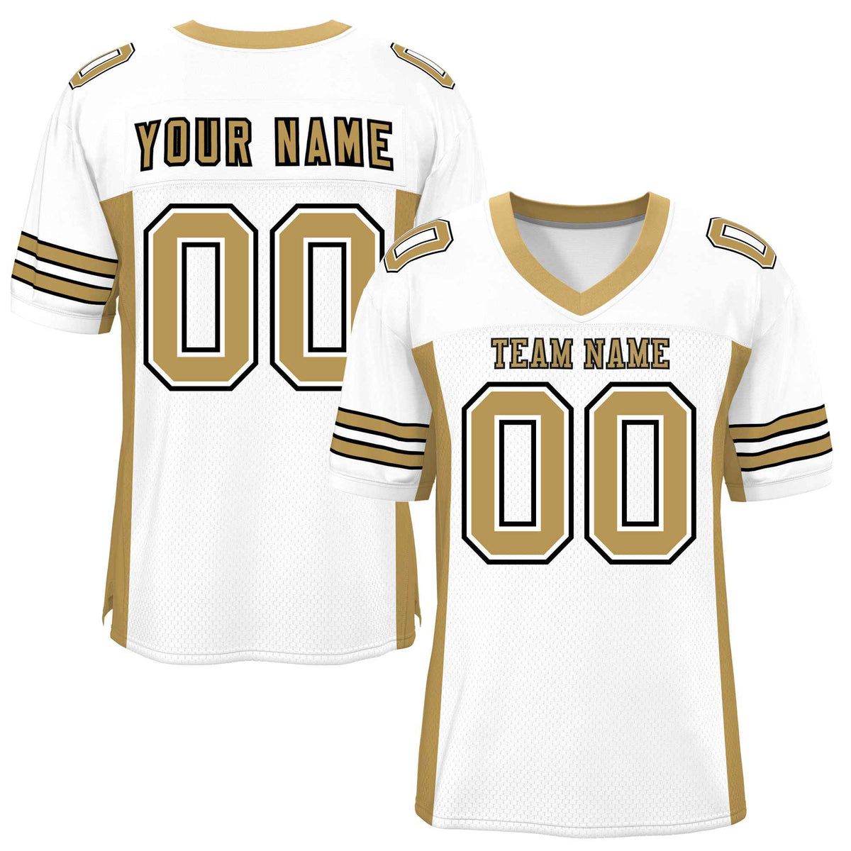 Custom White Old Gold Insert Color Design Mesh American Football Jersey | KXKSHOP