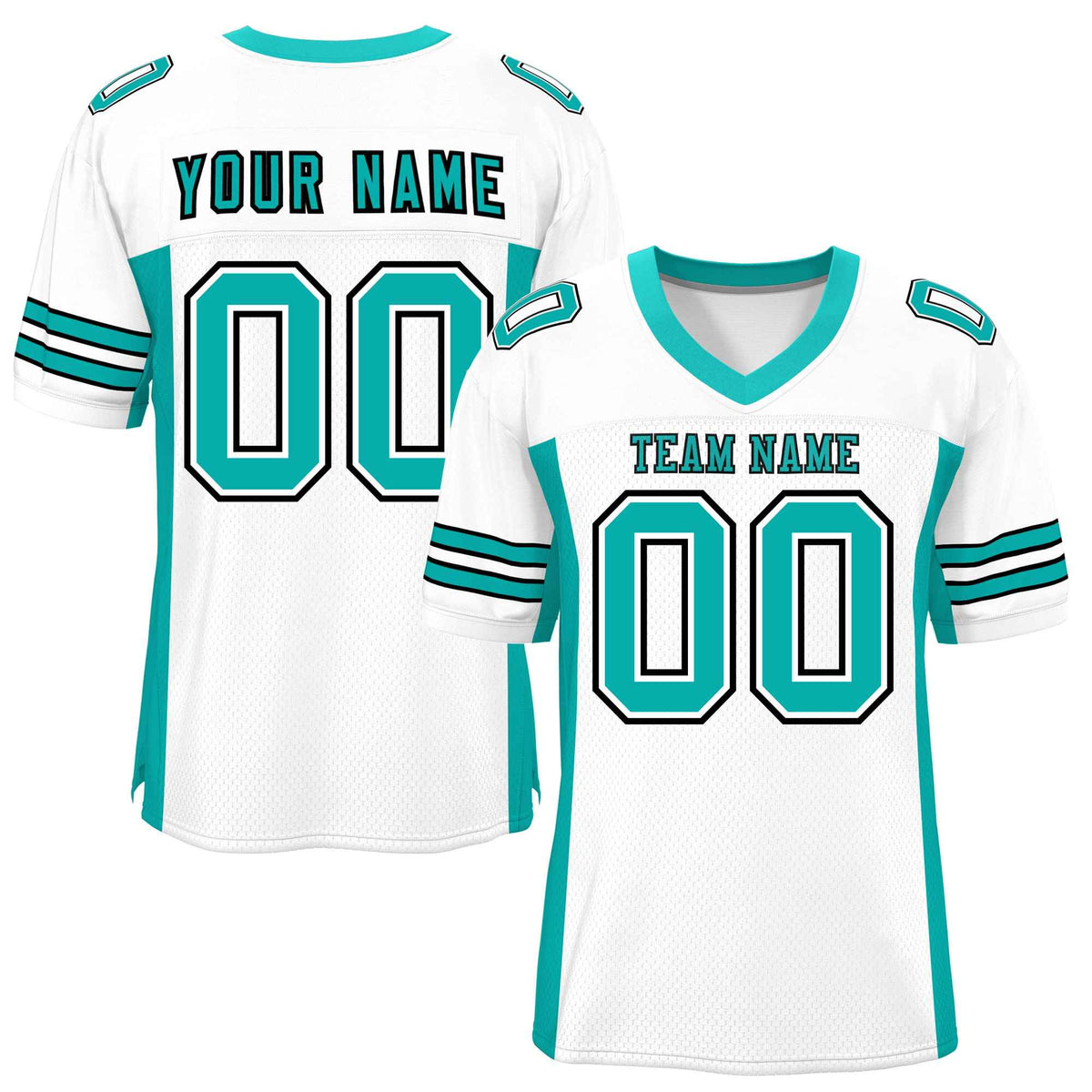 Custom White Aqua Insert Color Design Mesh American Football Jersey | KXKSHOP