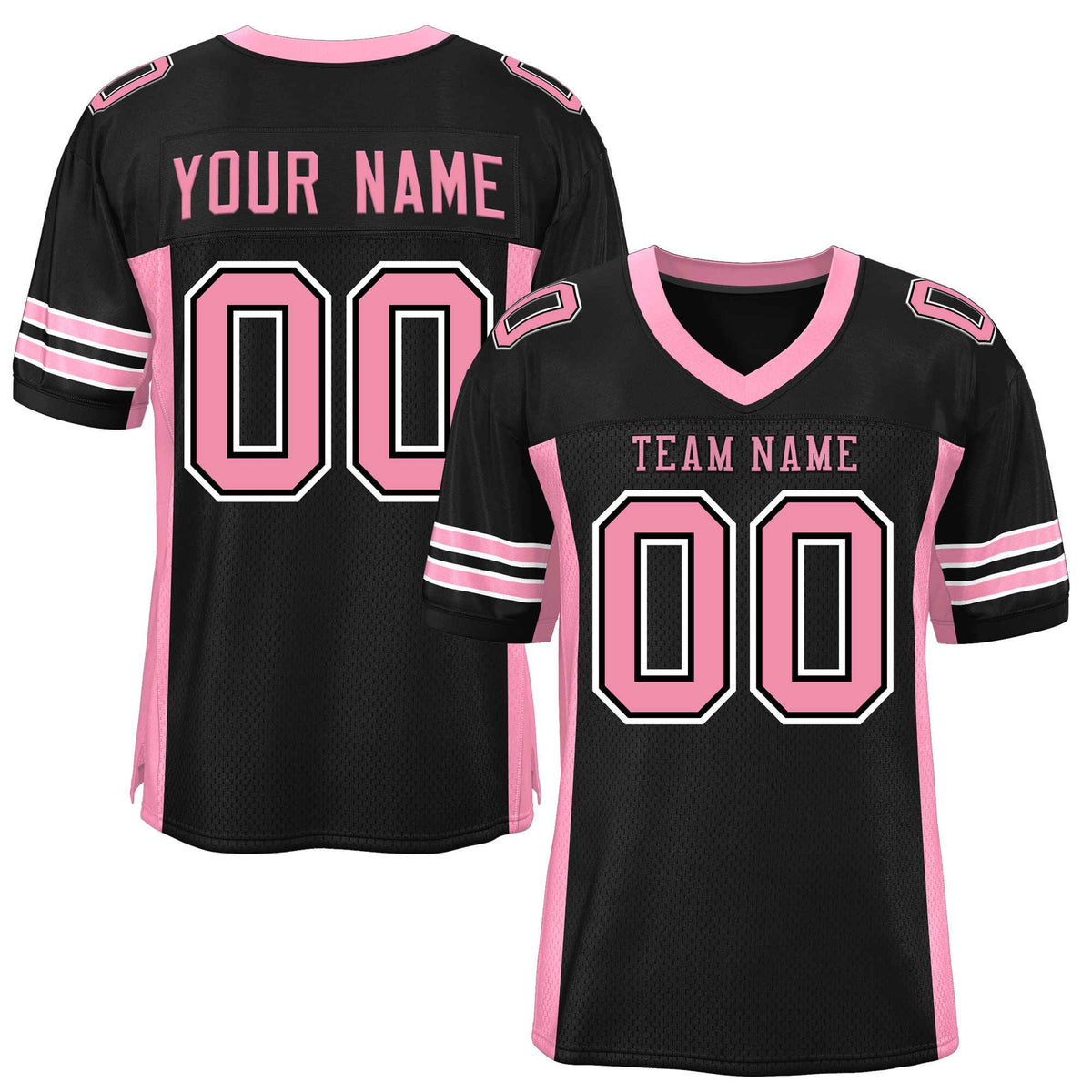Custom Black Pink Insert Color Design Mesh American Football Jersey | KXKSHOP