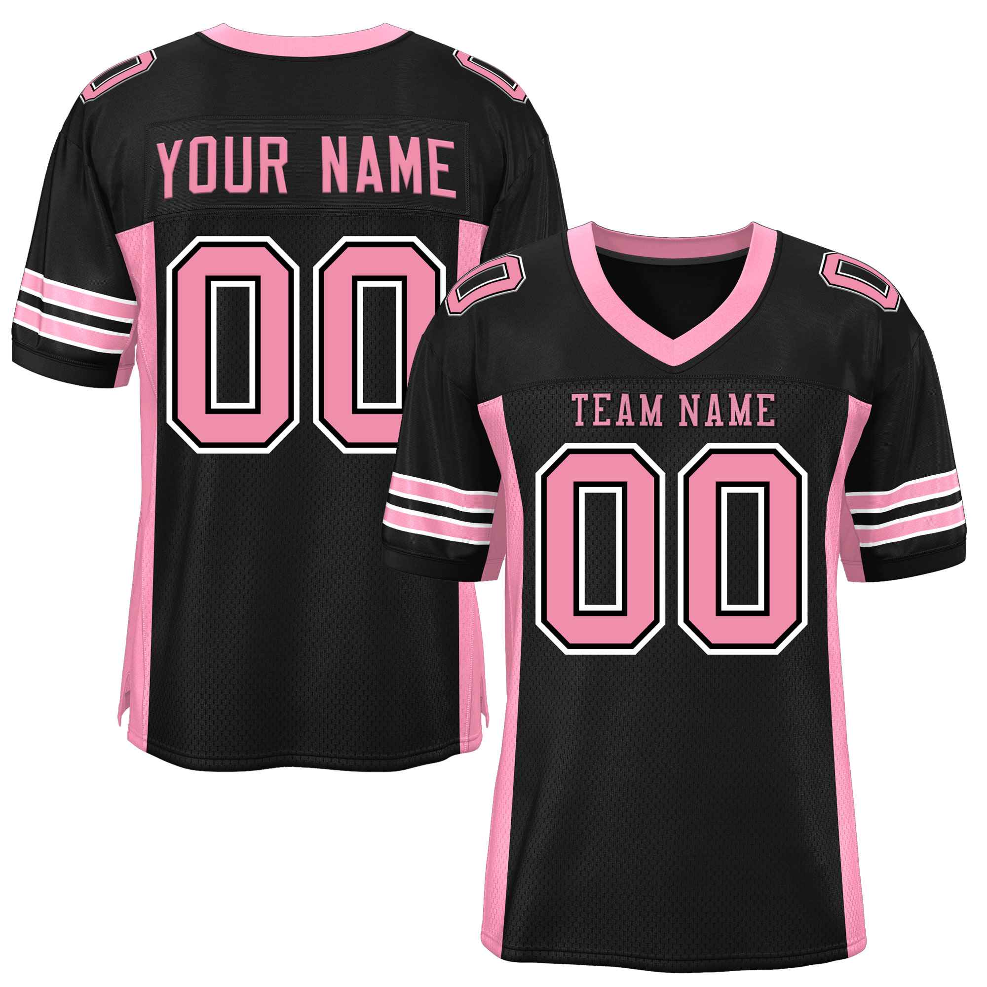 Custom Black Pink Insert Color Design Mesh American Football Jersey | KXKSHOP