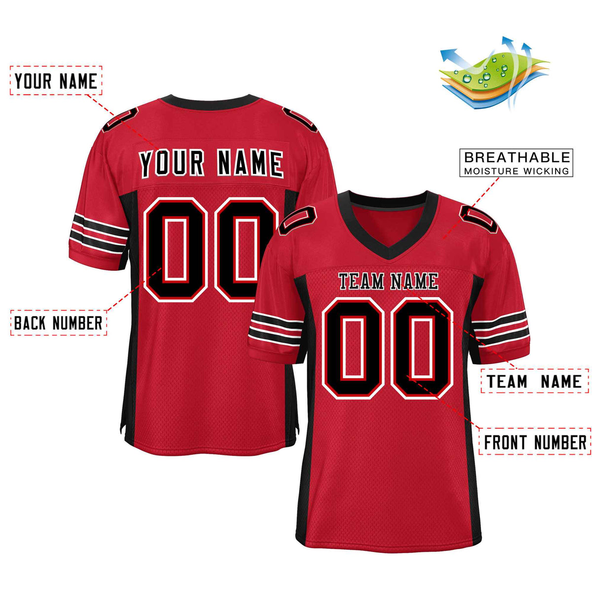 Custom Red Navy-White Classic Style Mesh American Football Jersey | KXKSHOP