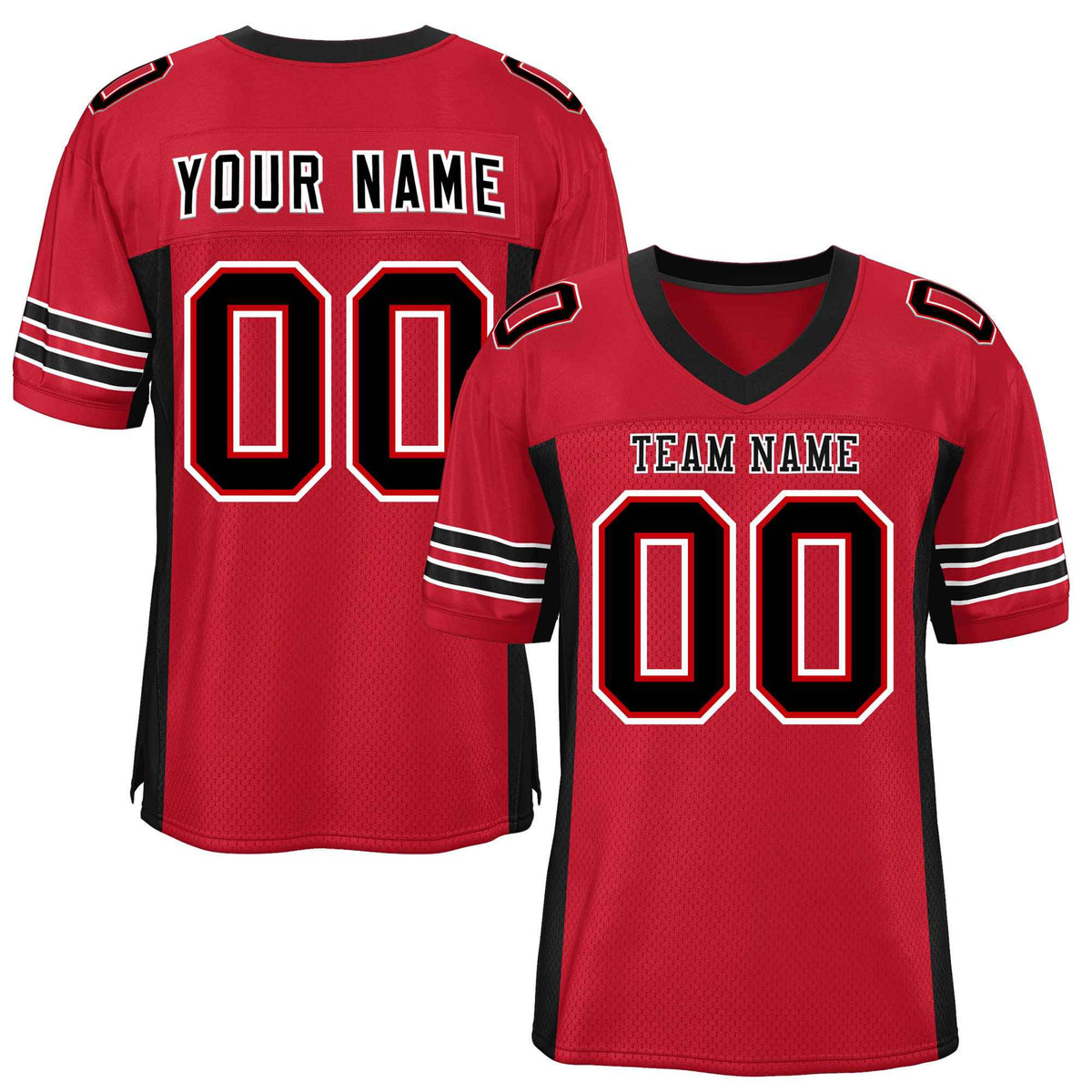 Custom Red Black Insert Color Design Mesh American Football Jersey | KXKSHOP