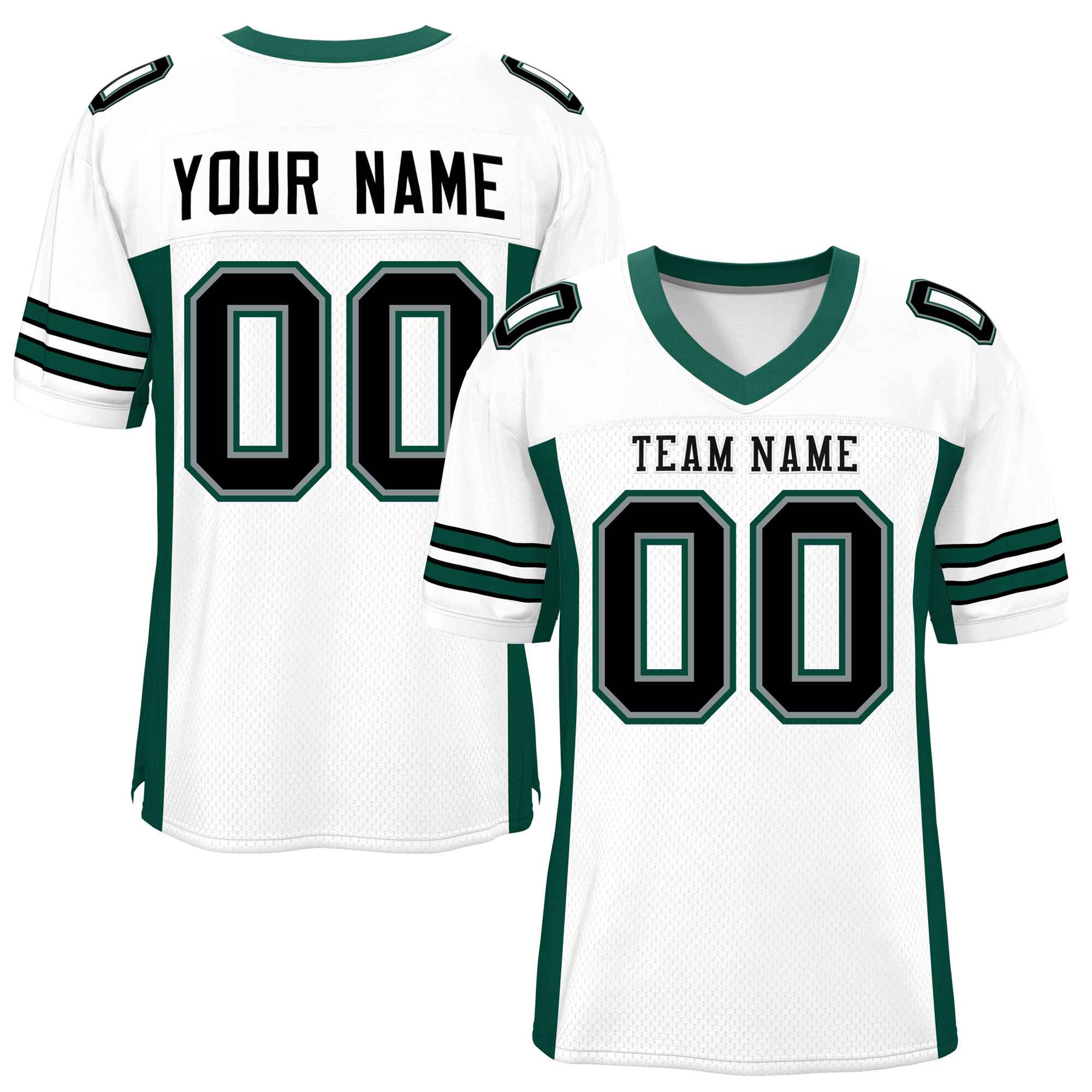 Custom White Midnight Green Insert Color Design Mesh American Football Jersey | KXKSHOP