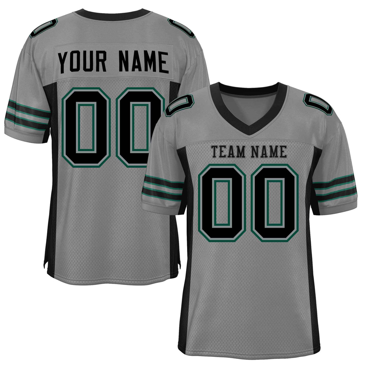 Custom Gray Black Insert Color Design Mesh American Football Jersey | KXKSHOP