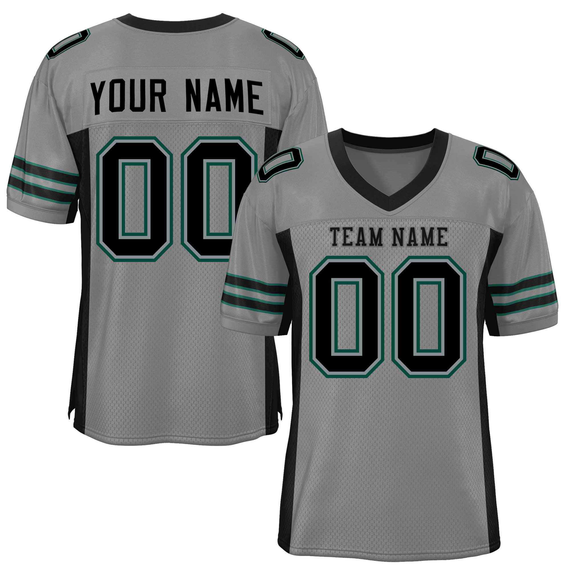 Custom Gray Black Insert Color Design Mesh American Football Jersey | KXKSHOP