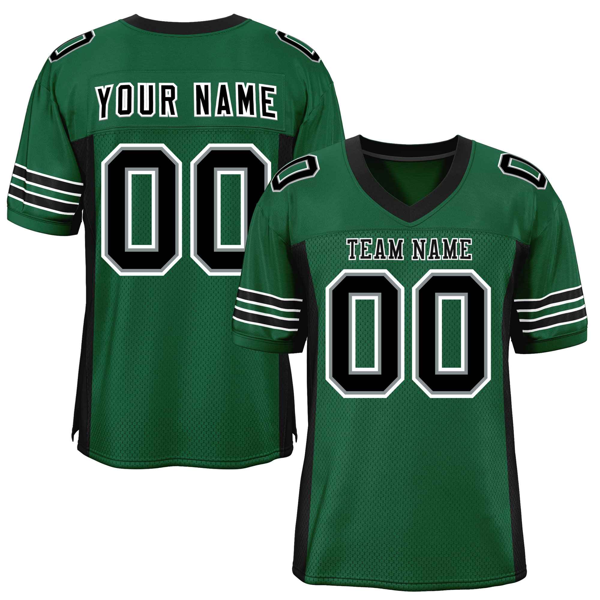 Custom Green Black Insert Color Design Mesh American Football Jersey | KXKSHOP