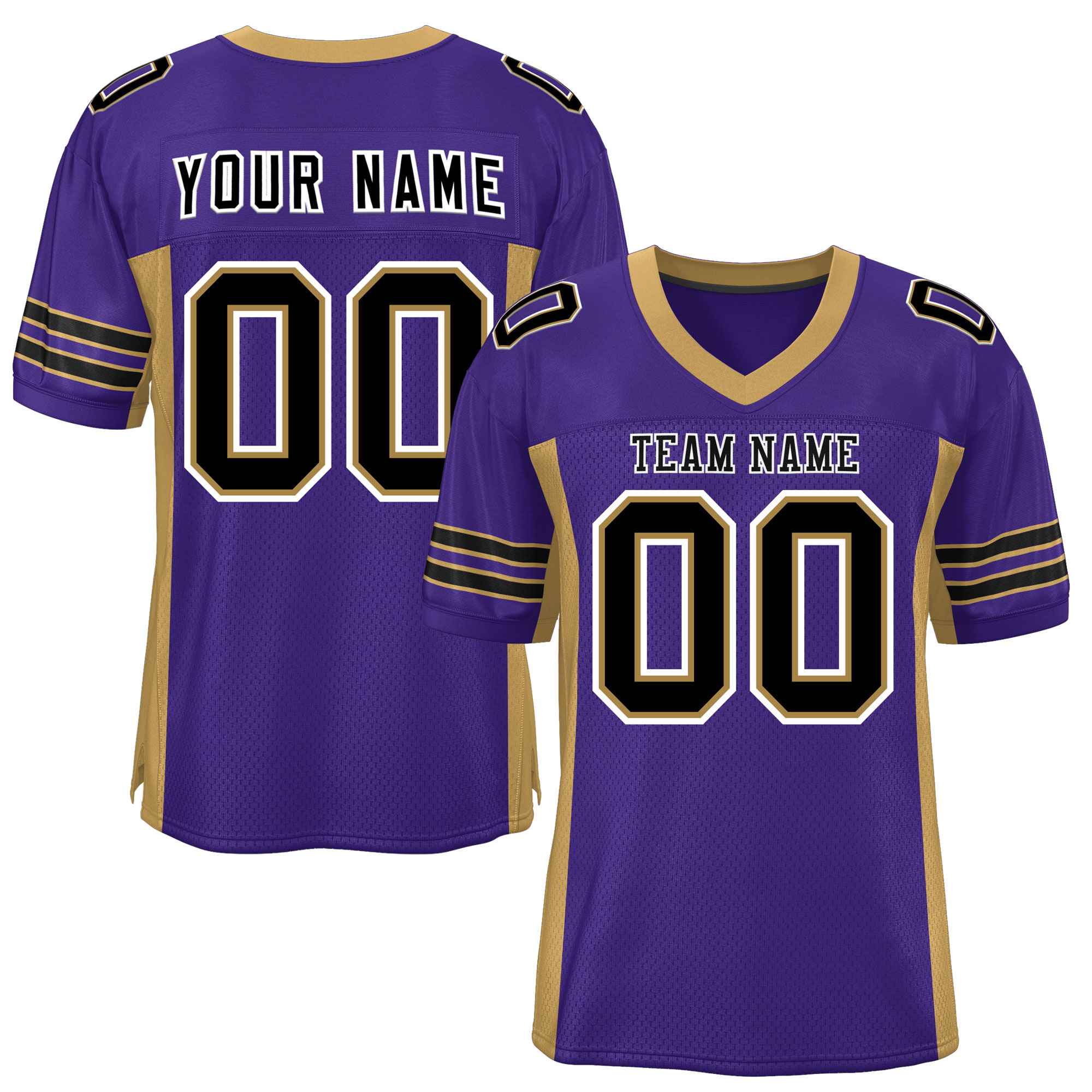 Custom Purple Old Gold Insert Color Design Mesh American Football Jersey | KXKSHOP