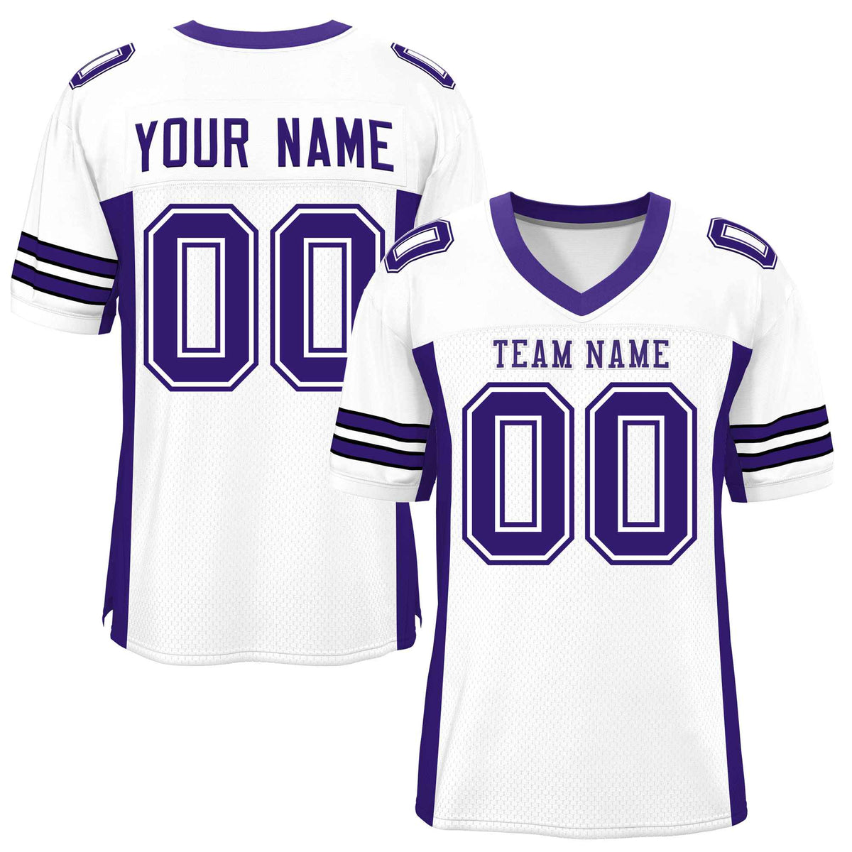 Custom White Purple Insert Color Design Mesh American Football Jersey | KXKSHOP