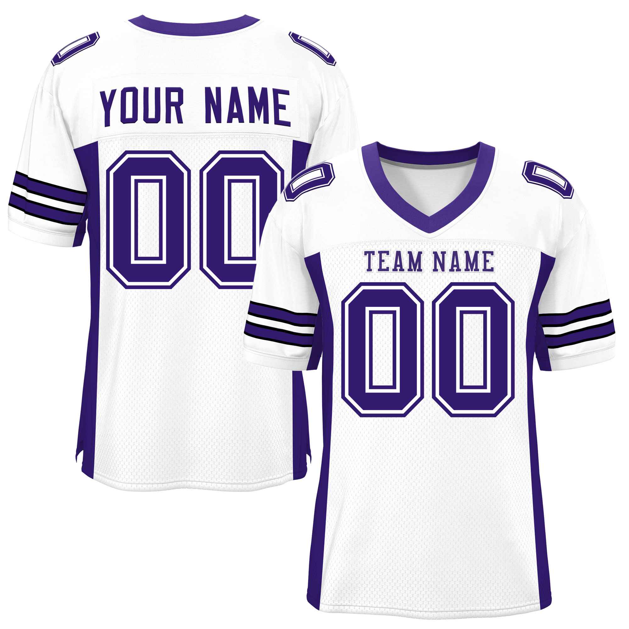Custom White Purple Insert Color Design Mesh American Football Jersey | KXKSHOP