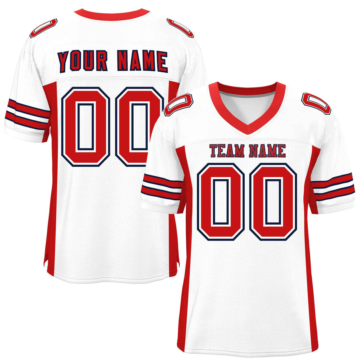 Custom White Red Insert Color Design Mesh American Football Jersey | KXKSHOP