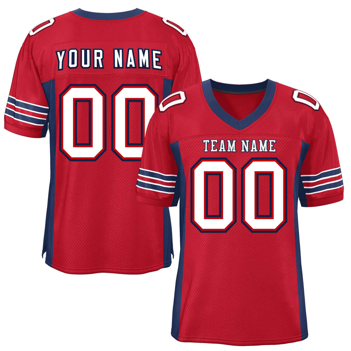 Custom Red Navy Insert Color Design Mesh American Football Jersey | KXKSHOP