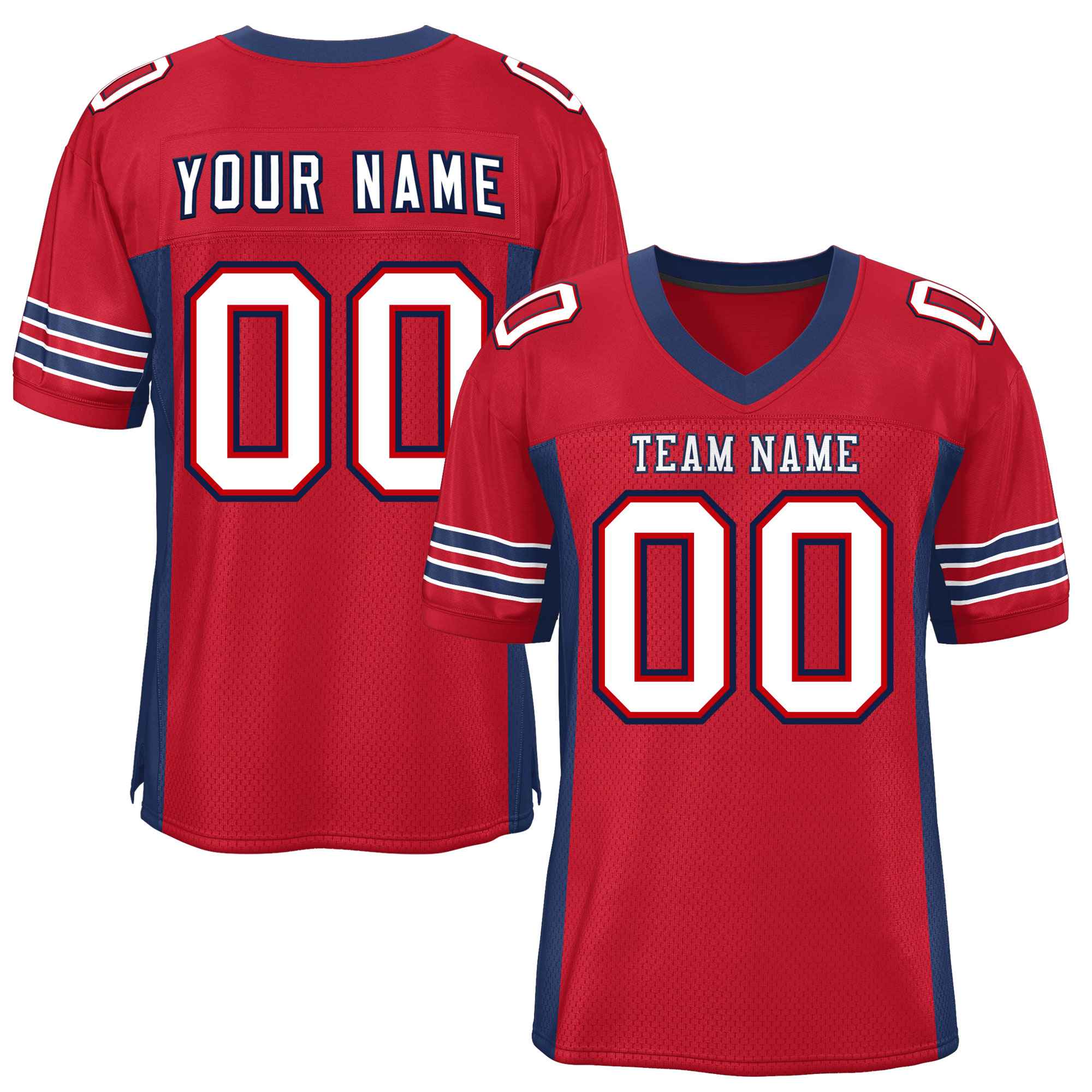 Custom Red Navy Insert Color Design Mesh American Football Jersey | KXKSHOP