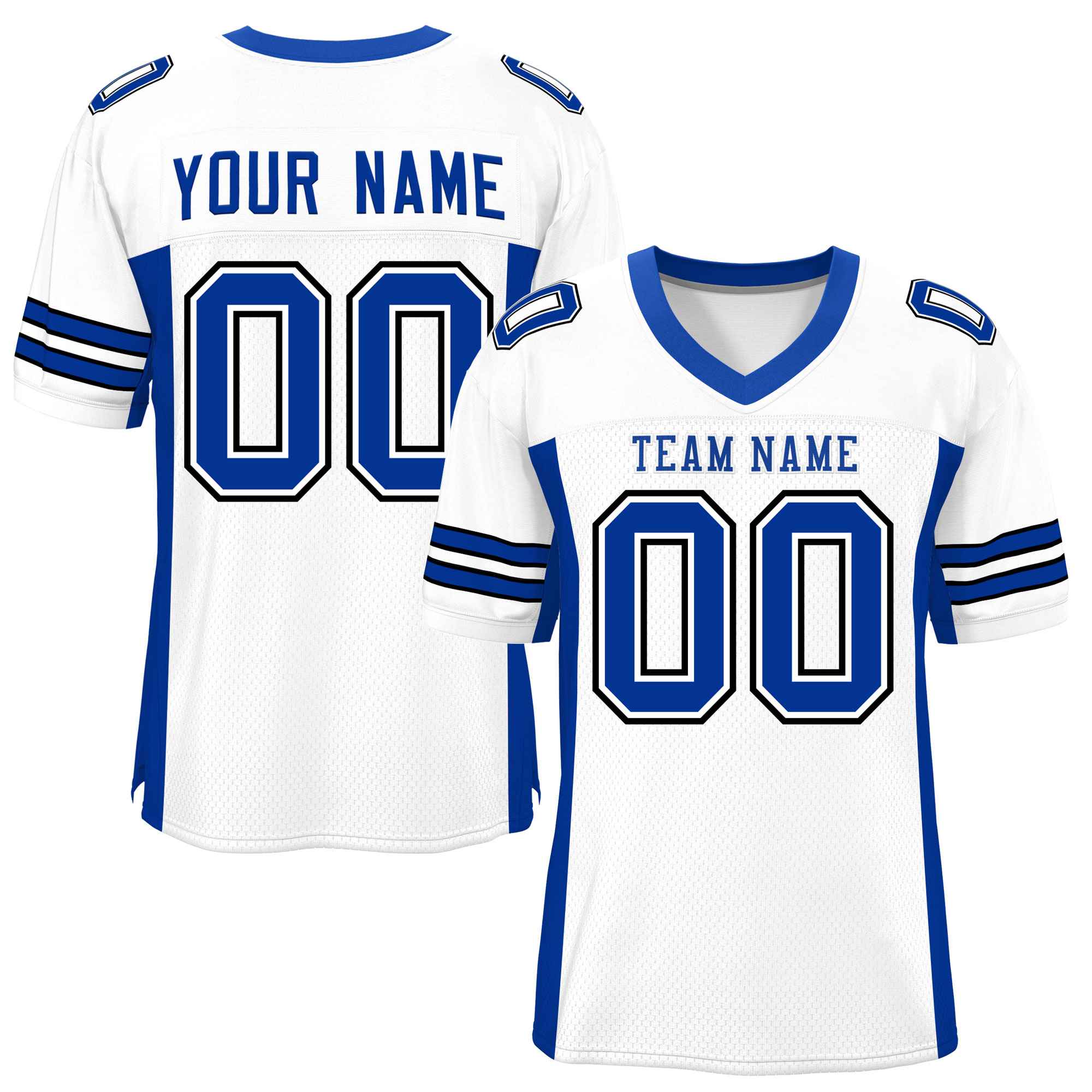 Custom White Royal Insert Color Design Mesh American Football Jersey | KXKSHOP
