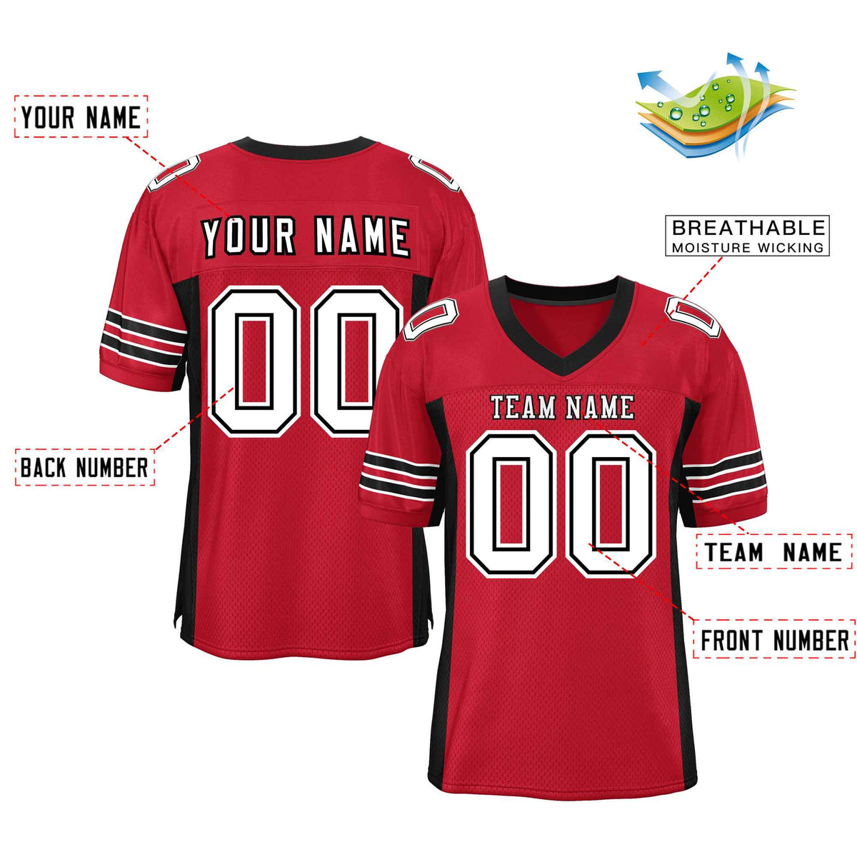 Custom Red Navy-White Classic Style Mesh American Football Jersey | KXKSHOP