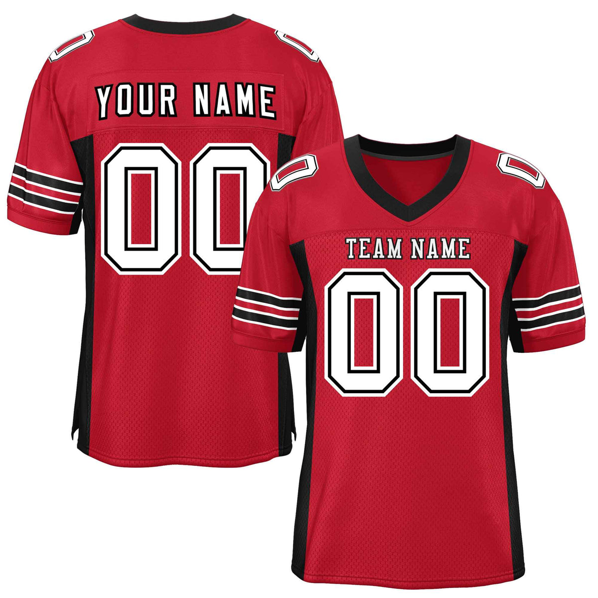 Custom Red Black Insert Color Design Mesh American Football Jersey | KXKSHOP