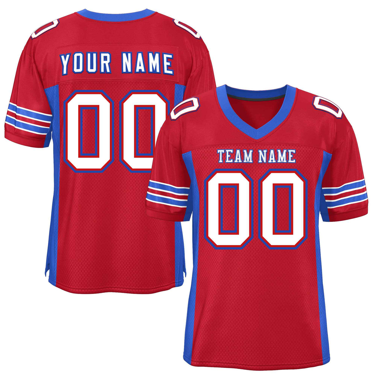 Custom Red Royal Insert Color Design Mesh American Football Jersey | KXKSHOP