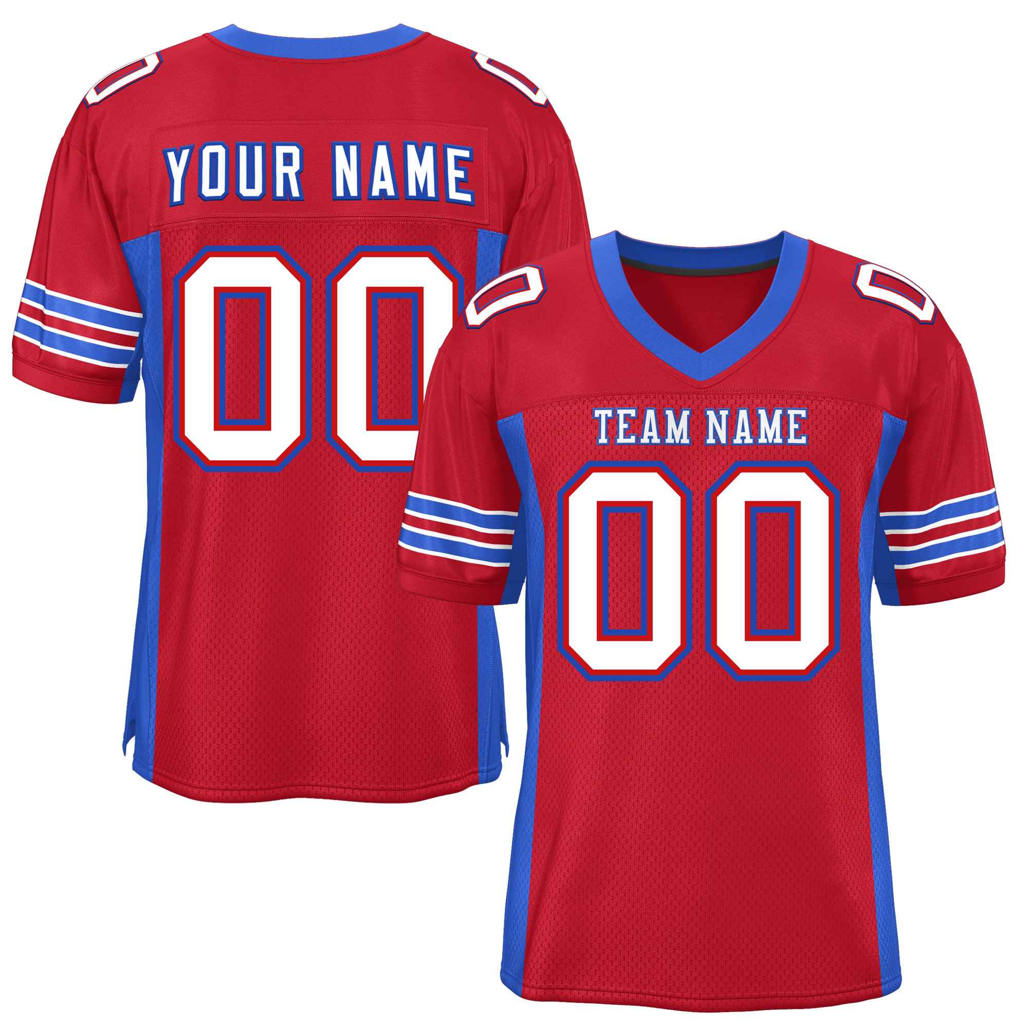 Custom Red Royal Insert Color Design Mesh American Football Jersey | KXKSHOP