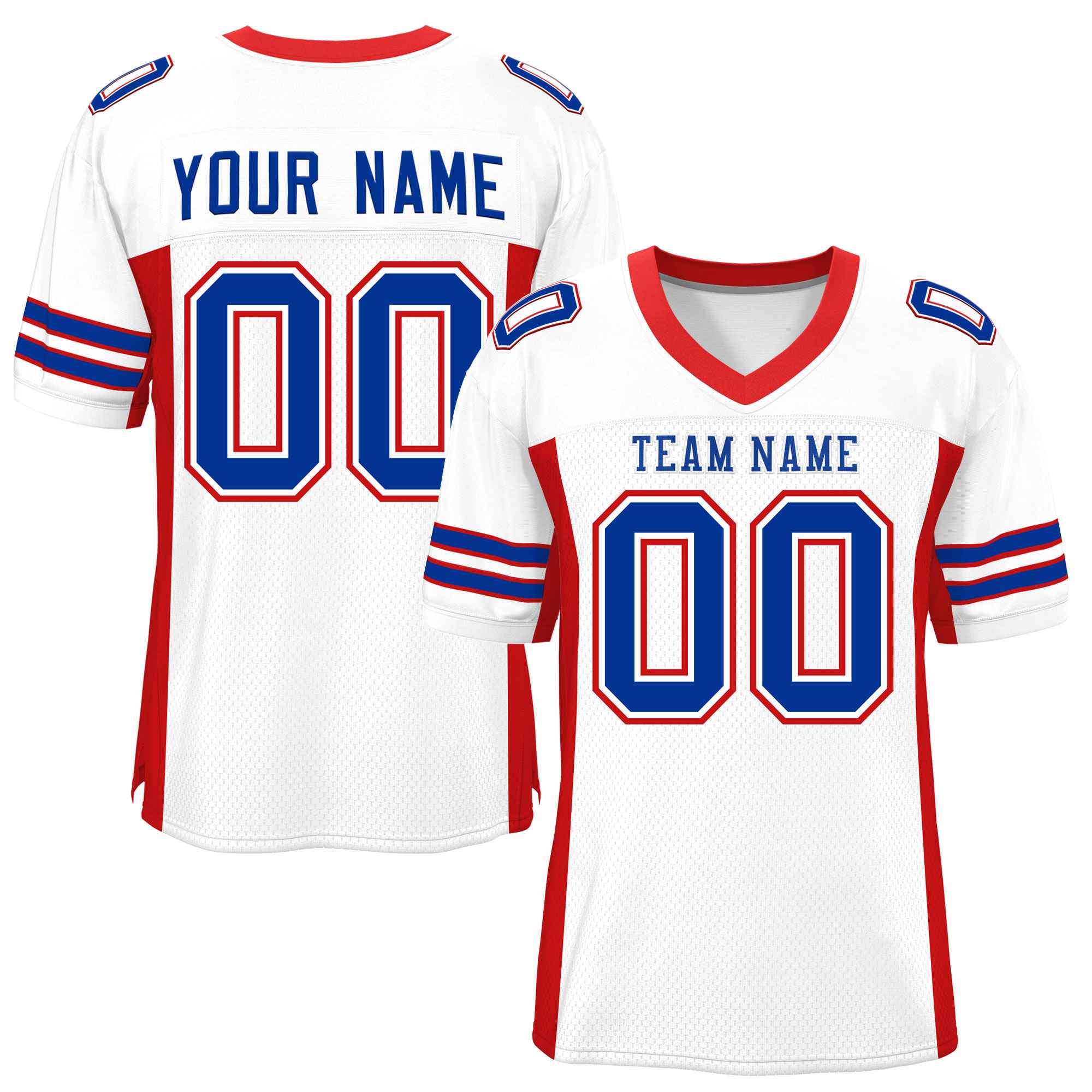 Custom White Red Insert Color Design Mesh American Football Jersey | KXKSHOP