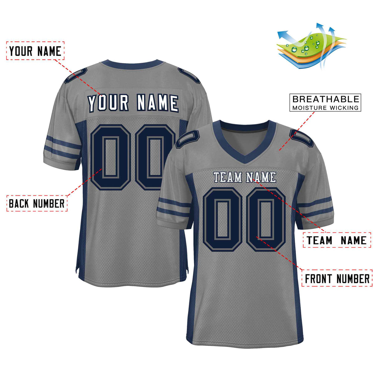 Custom Red Navy-White Classic Style Mesh American Football Jersey | KXKSHOP
