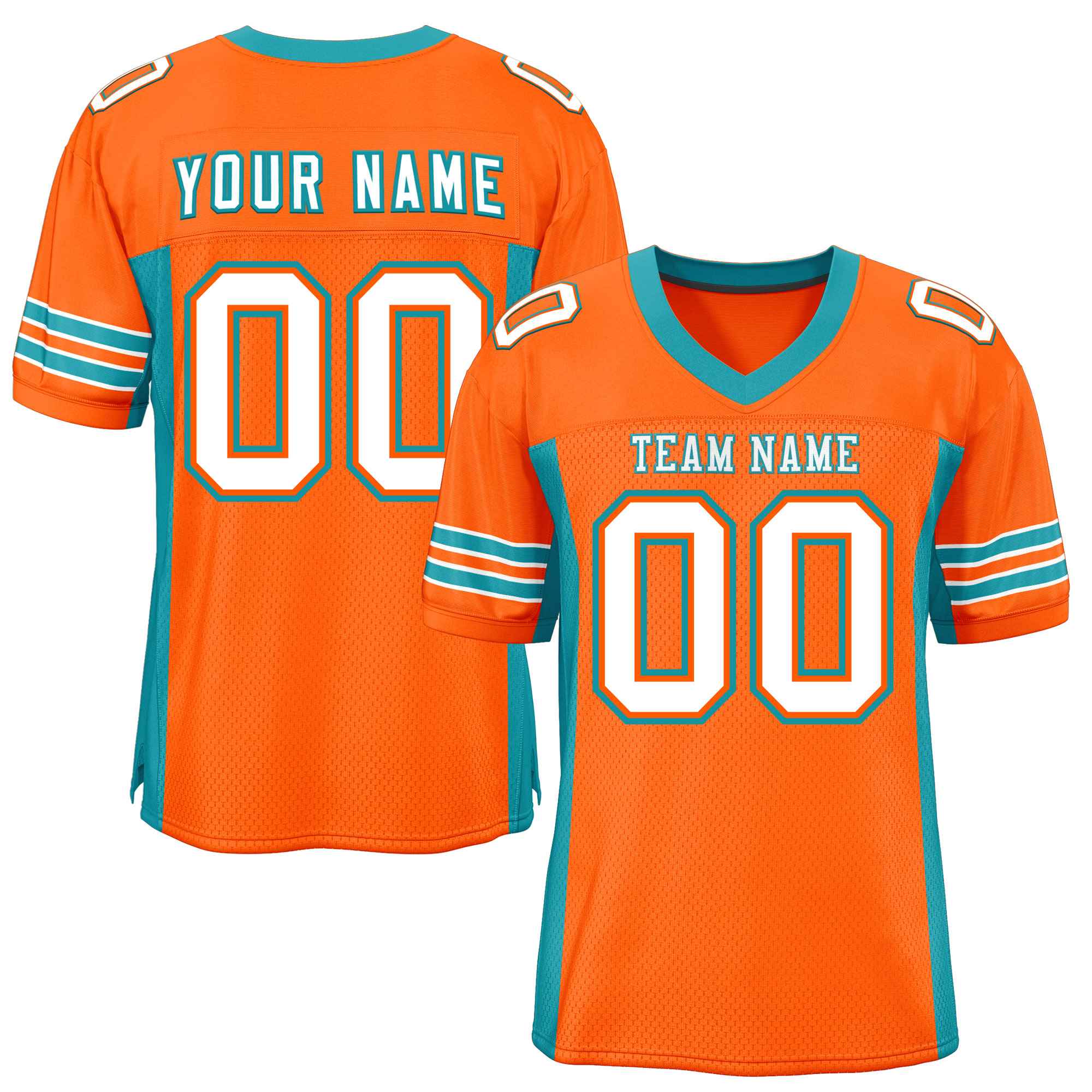 Custom Orange Aqua Insert Color Design Mesh American Football Jersey | KXKSHOP