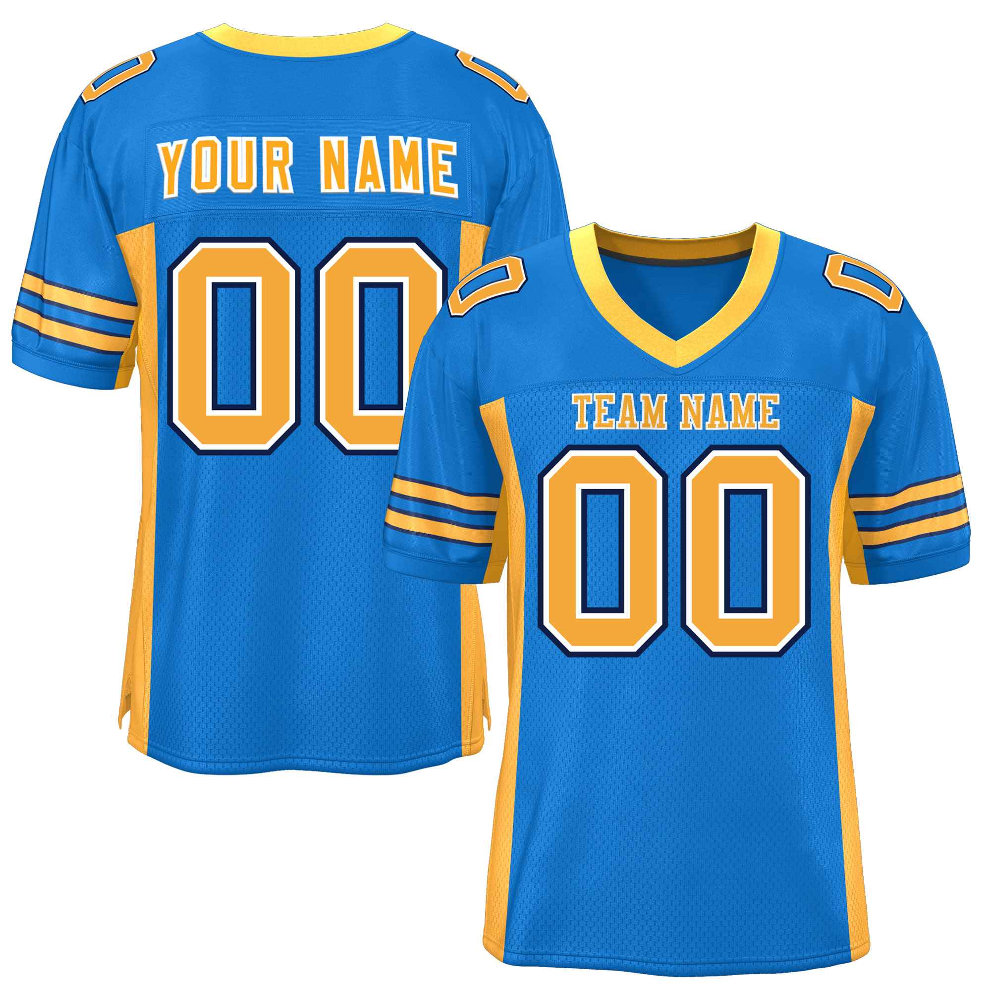 Custom Panther Blue Yellow Insert Color Design Mesh American Football Jersey | KXKSHOP