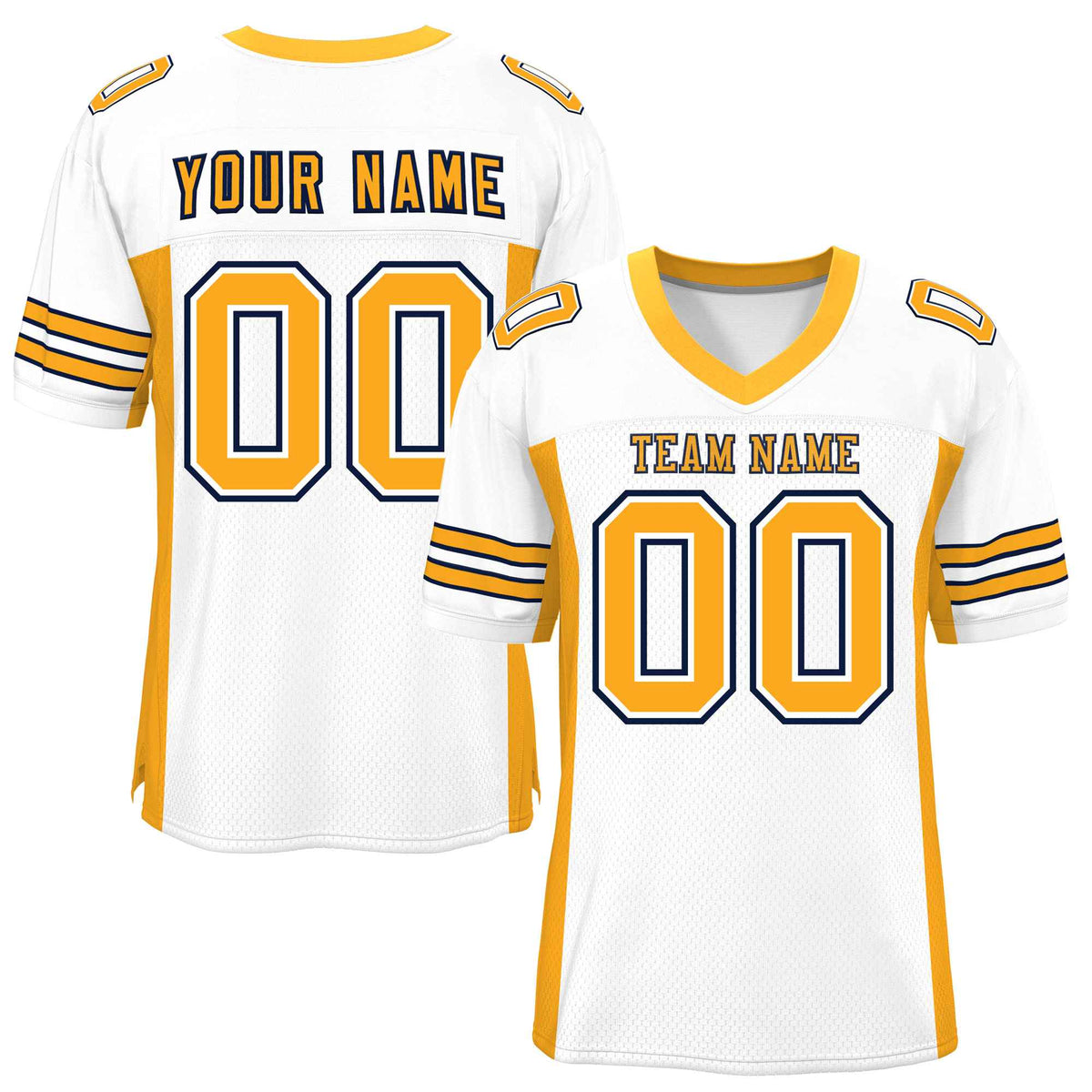 Custom White Yellow Insert Color Design Mesh American Football Jersey | KXKSHOP