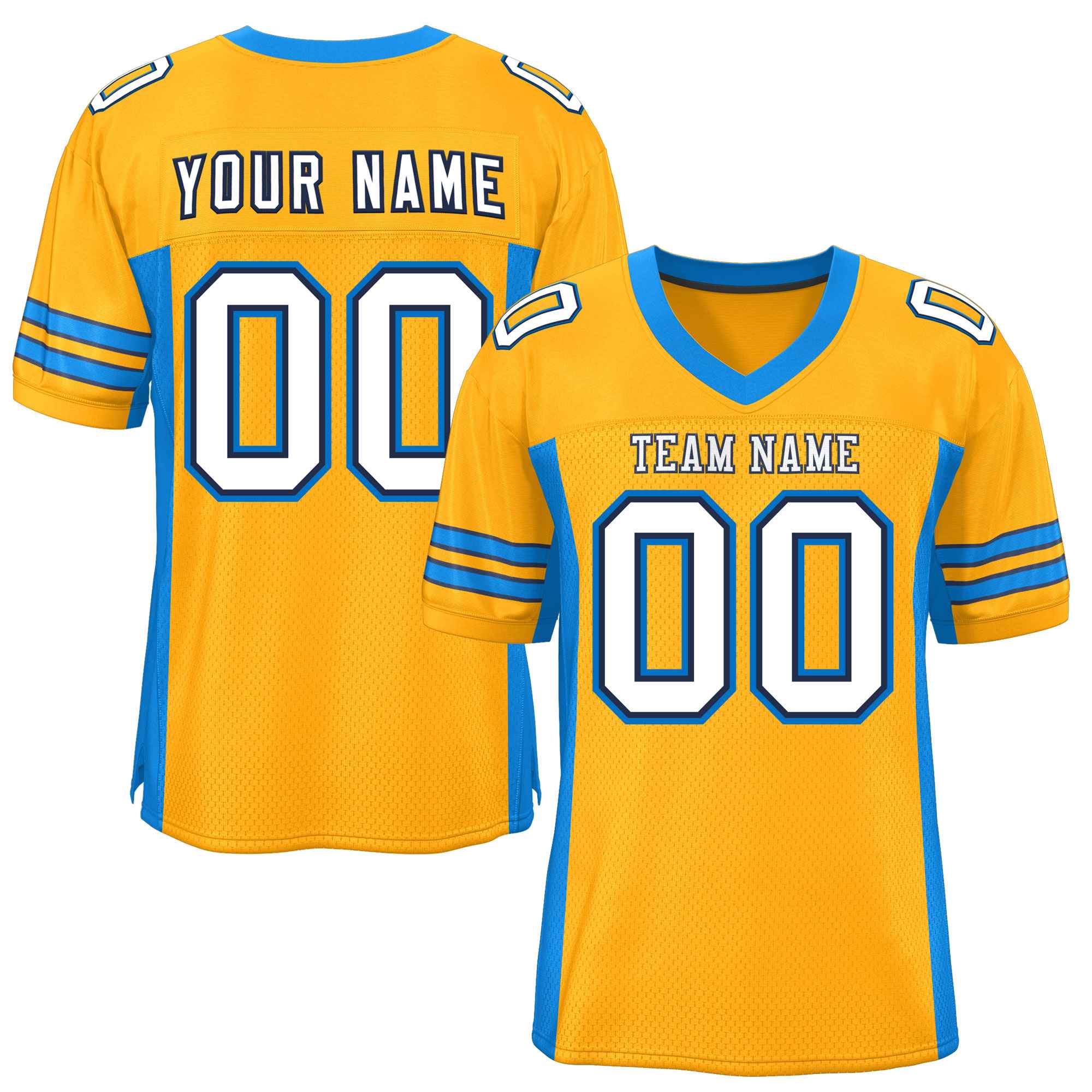 Custom Yellow Panther Blue Insert Color Design Mesh American Football Jersey | KXKSHOP