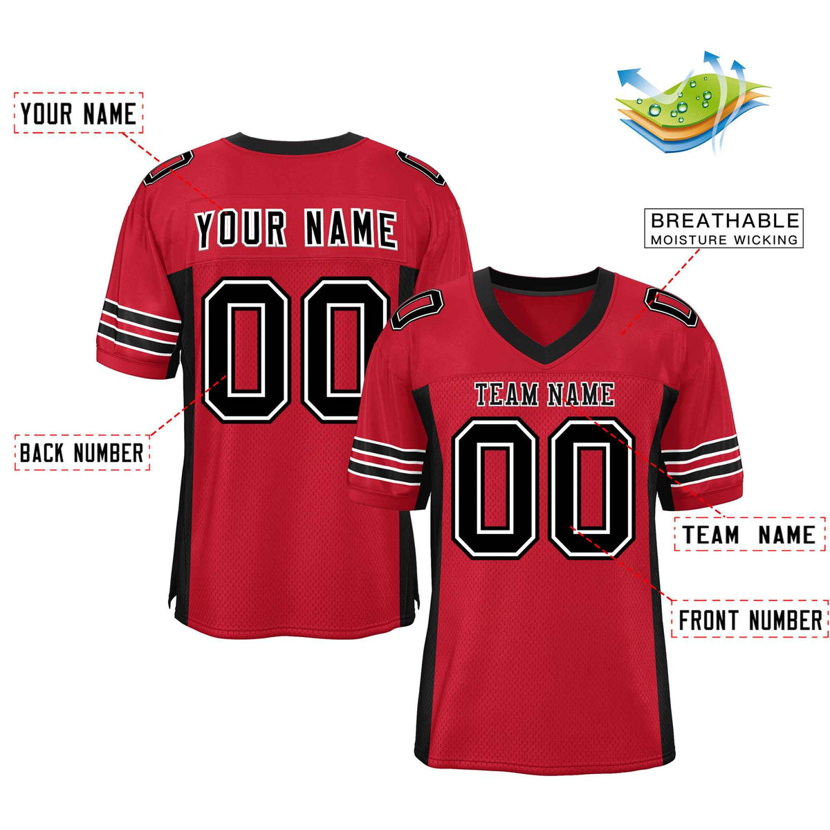 Custom Red Navy-White Classic Style Mesh American Football Jersey | KXKSHOP