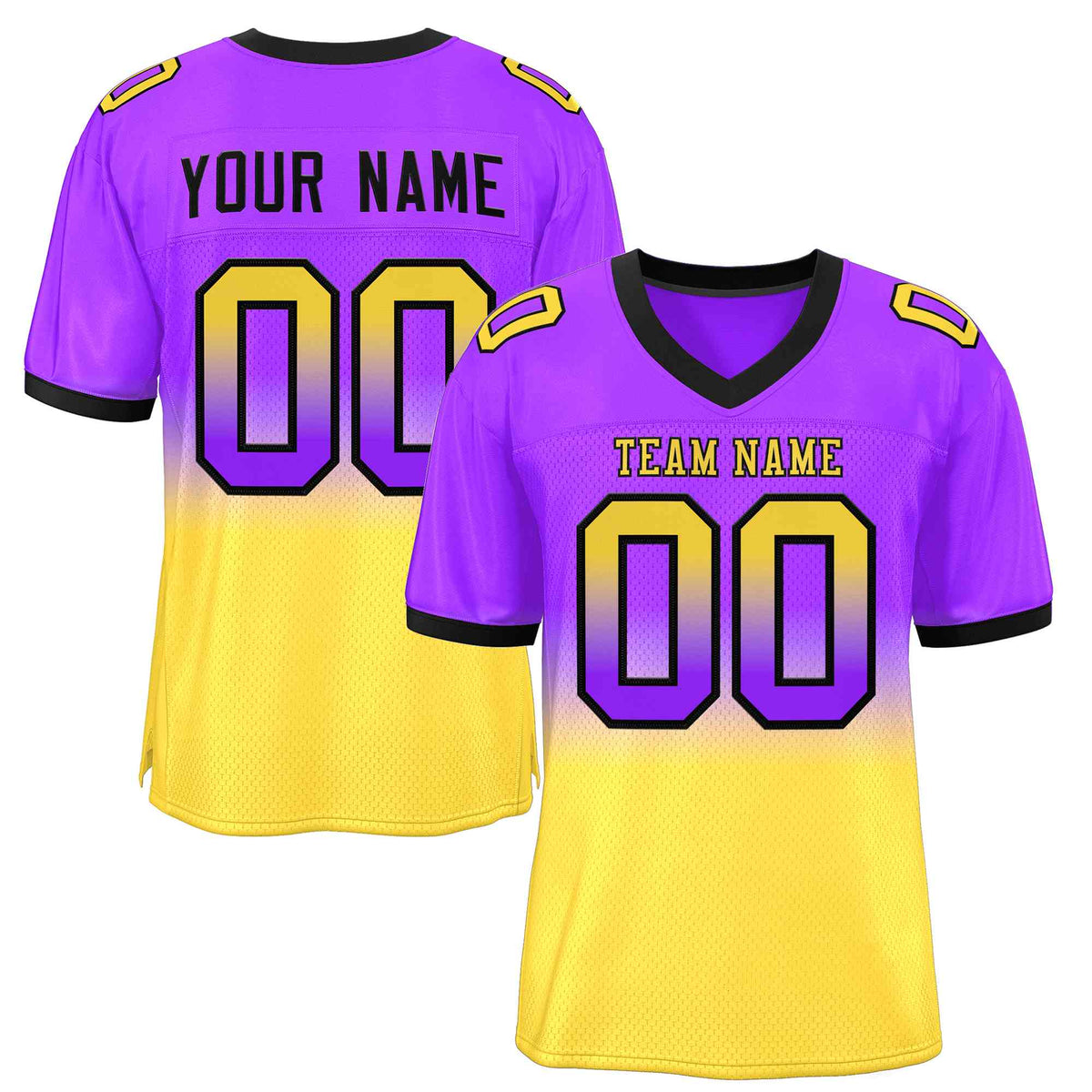 Custom Purple Gold-Black Gradient Fashion Outdoor Authentic American Football Jersey| KXKSHOP