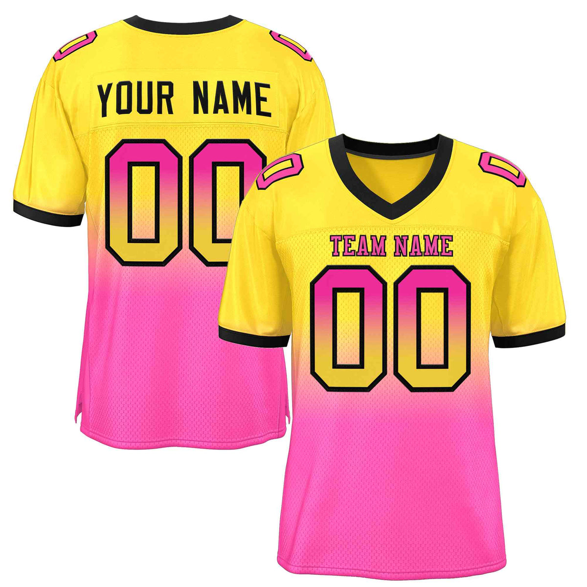 Custom Gold Pink-Black Gradient Fashion Outdoor Authentic American Football Jersey| KXKSHOP