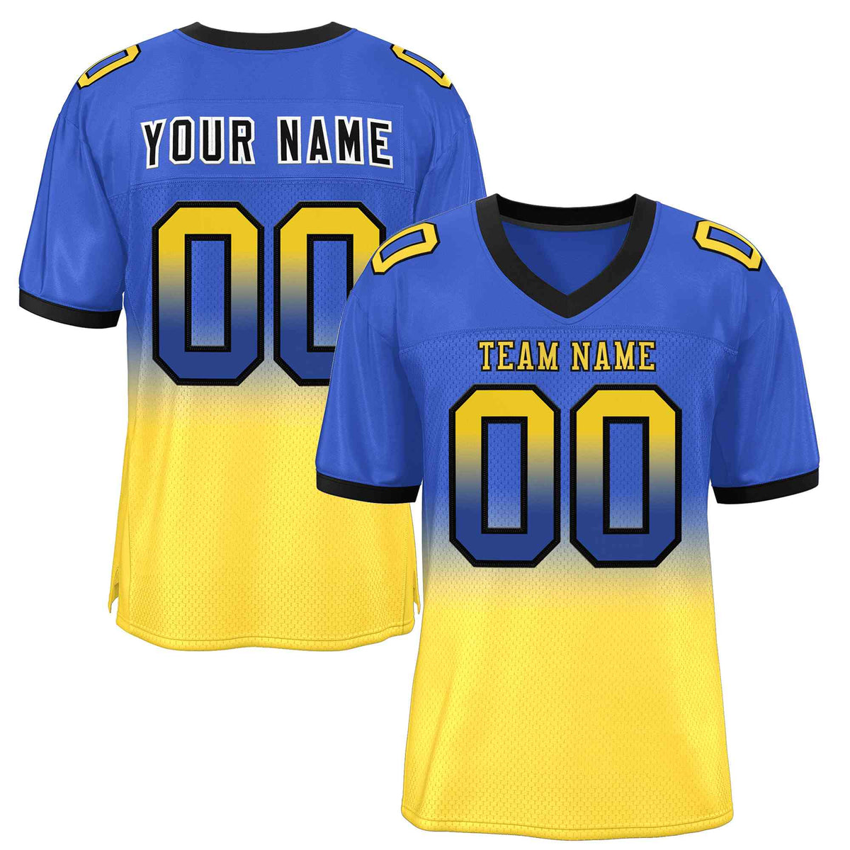 Custom Royal Gold-Black Gradient Fashion Outdoor Authentic American Football Jersey| KXKSHOP
