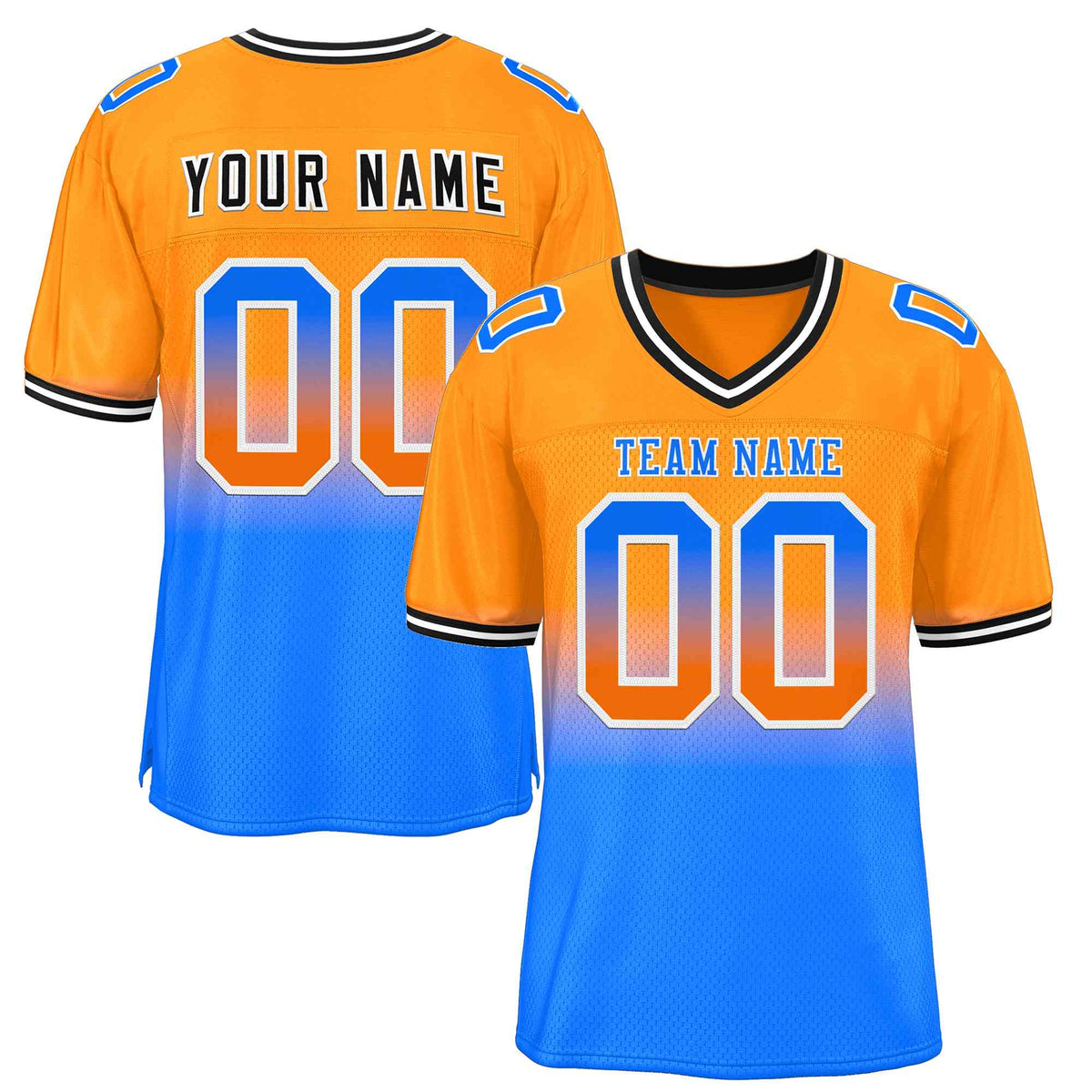 Custom Orange Powder Blue-White Gradient Fashion Outdoor Authentic American Football Jersey| KXKSHOP