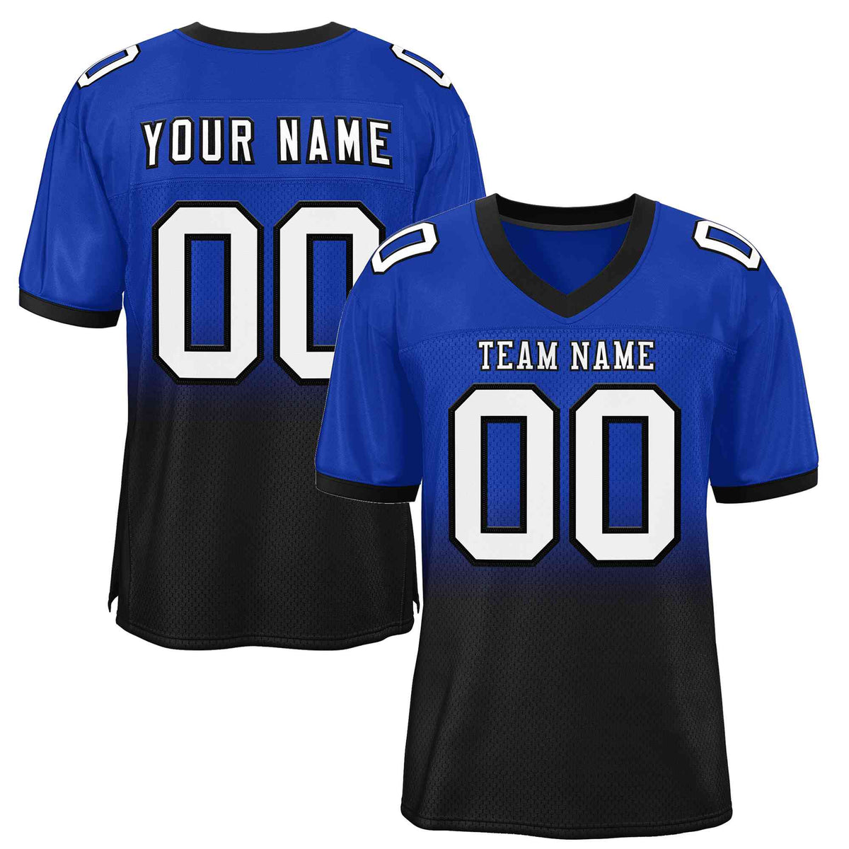 Custom Royal Black White-Black Gradient Fashion Outdoor Authentic American Football Jersey| KXKSHOP