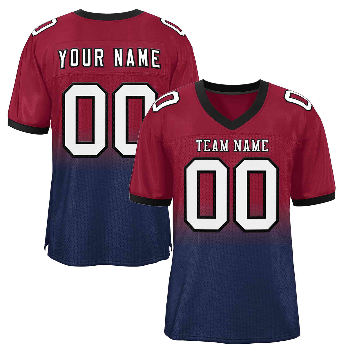 Custom Cardinal Navy White-Black Gradient Fashion Outdoor Authentic American Football Jersey| KXKSHOP