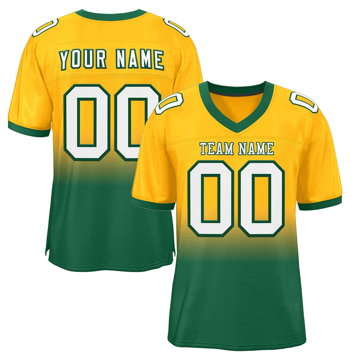 Custom Yellow Green-White Gradient Fashion Outdoor Authentic American Football Jersey| KXKSHOP