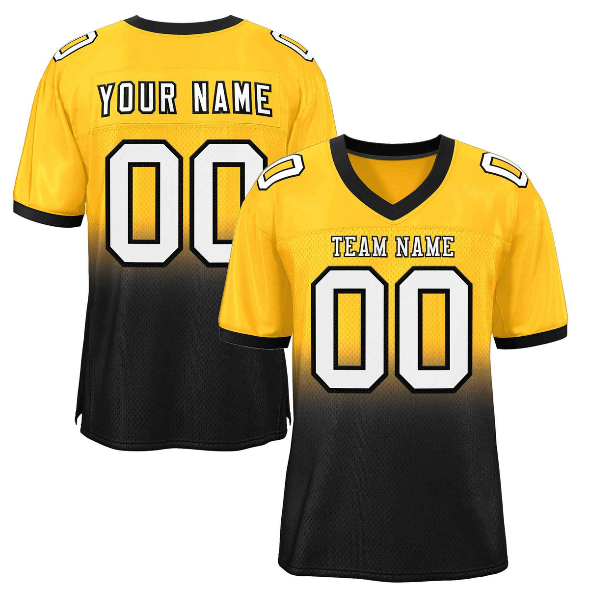 Custom Yellow Black-White Gradient Fashion Outdoor Authentic American Football Jersey| KXKSHOP