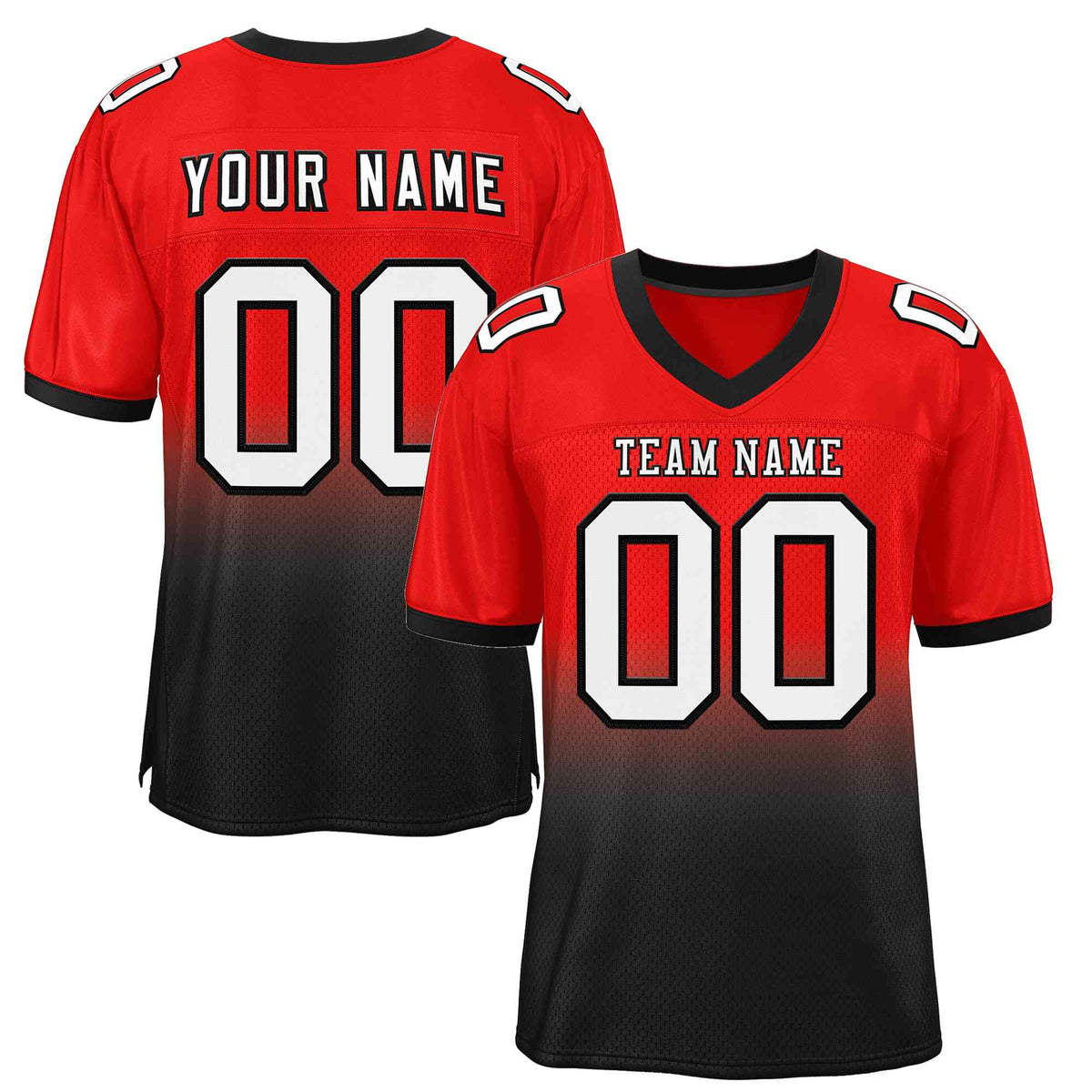 Custom Red Black White-Black Gradient Fashion Outdoor Authentic American Football Jersey| KXKSHOP