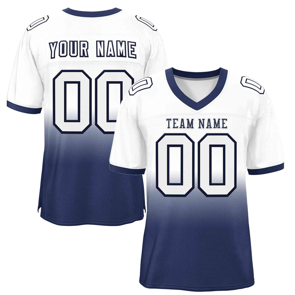 Custom White Navy Navy-White Gradient Fashion Outdoor Authentic American Football Jersey| KXKSHOP