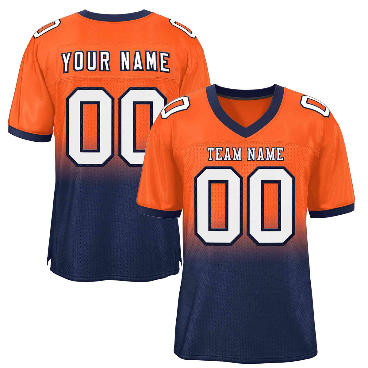 Custom Orange Navy-White Gradient Fashion Outdoor Authentic American Football Jersey| KXKSHOP