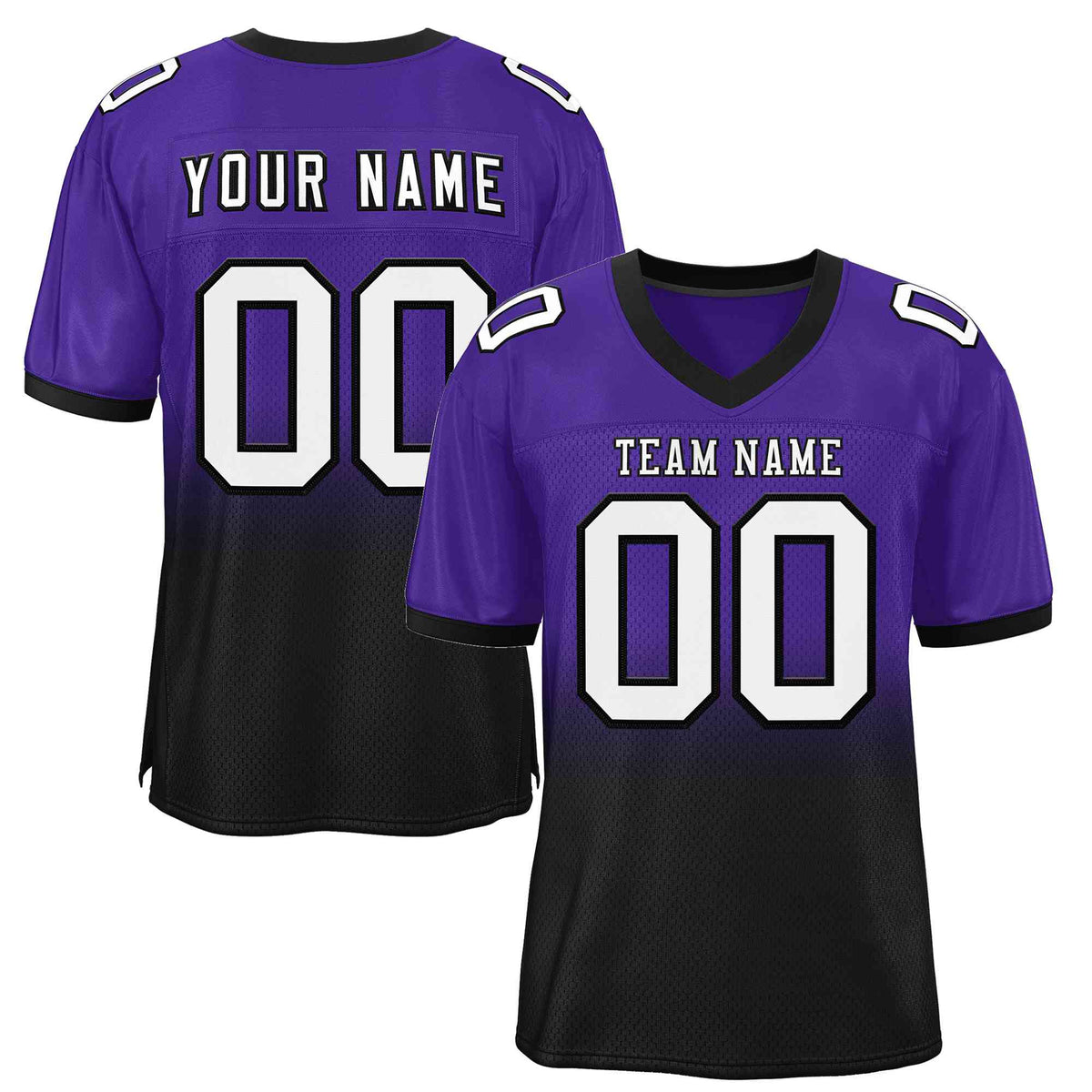 Custom Purple Black-White Gradient Fashion Outdoor Authentic American Football Jersey| KXKSHOP